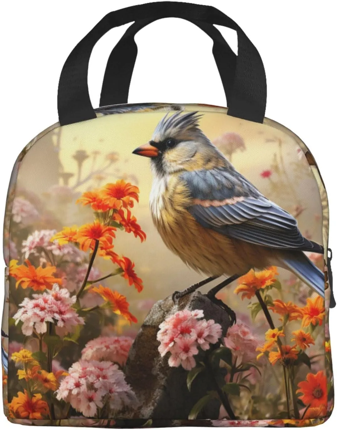 Lunch Bag for Women Men Portable Insulated Lunch Box Sparrow Birds Sing LunchBox Reusable Tote Bags for Work Picnic