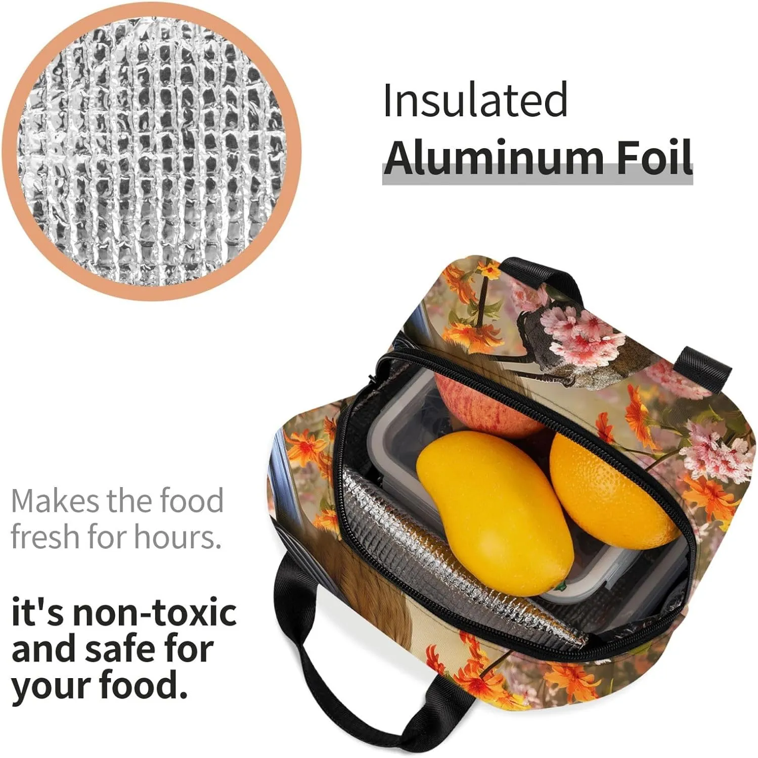 Lunch Bag for Women Men Portable Insulated Lunch Box Sparrow Birds Sing LunchBox Reusable Tote Bags for Work Picnic