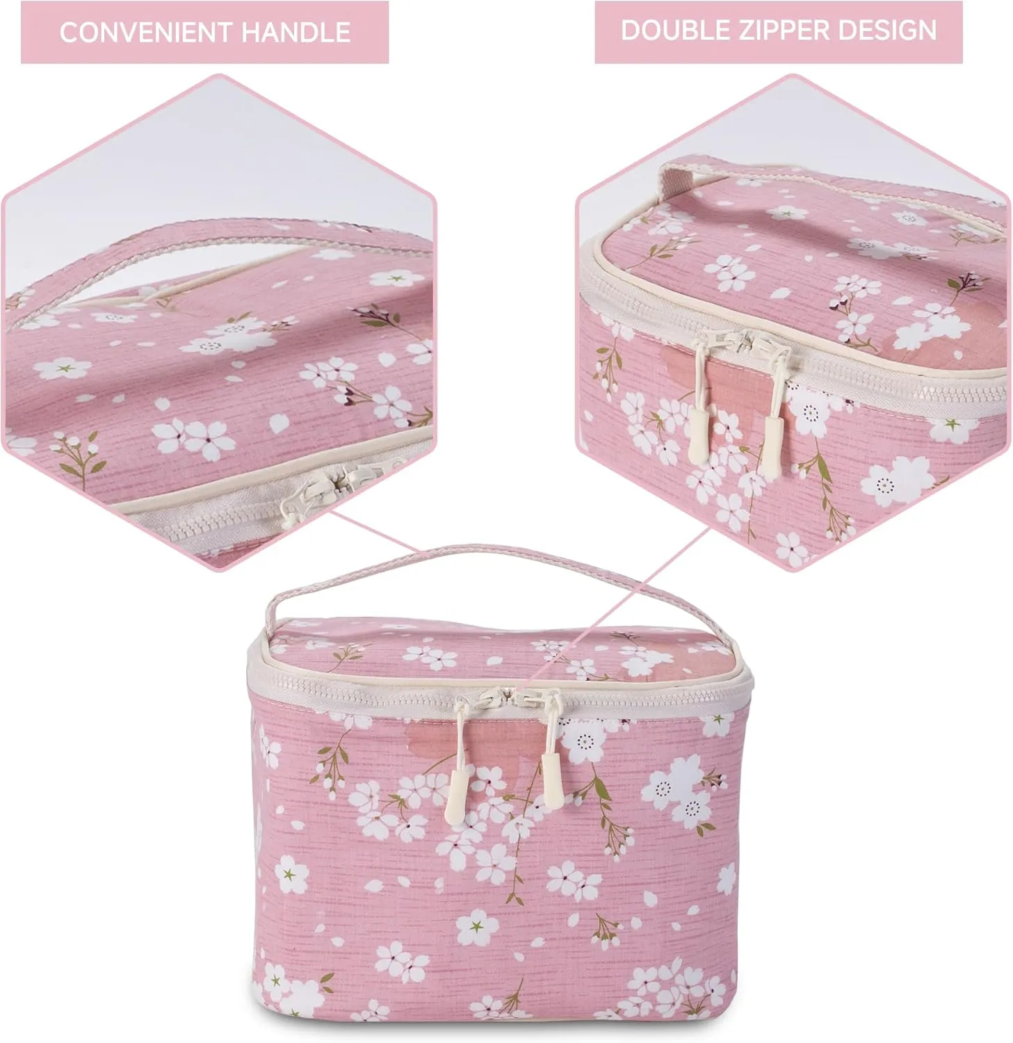 Lunch Bag for Women/Men Original Emergency Meal Transportation, Waterproof Lined Bag to Store & Transport Meals, Snacks & More Reusable Lunch Box for Office Work Picnic Beach(Pink Cherry Blossom)
