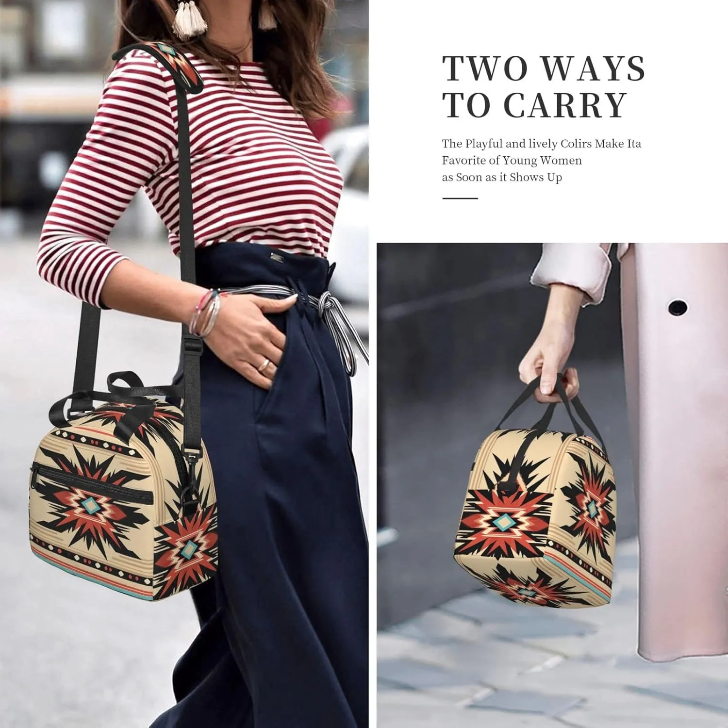 Lunch Bag Insulated Lunch Box for Women Men Native American Patterns Lunch Tote Bags Lunch Boxes for Work Office