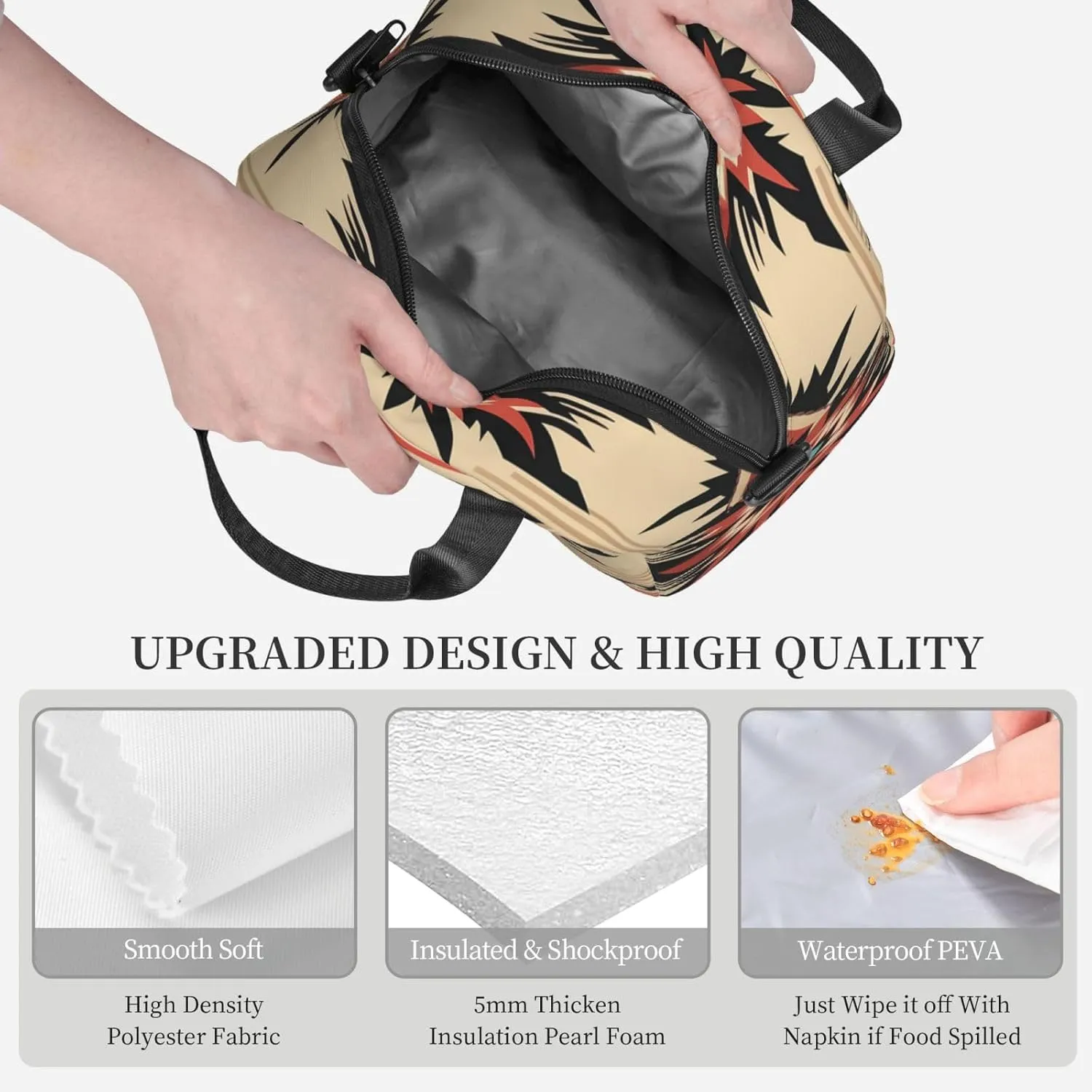 Lunch Bag Insulated Lunch Box for Women Men Native American Patterns Lunch Tote Bags Lunch Boxes for Work Office