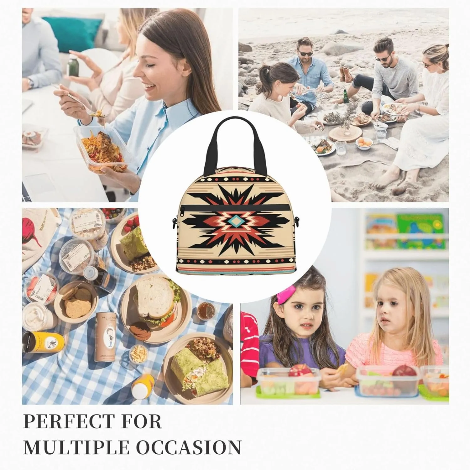 Lunch Bag Insulated Lunch Box for Women Men Native American Patterns Lunch Tote Bags Lunch Boxes for Work Office