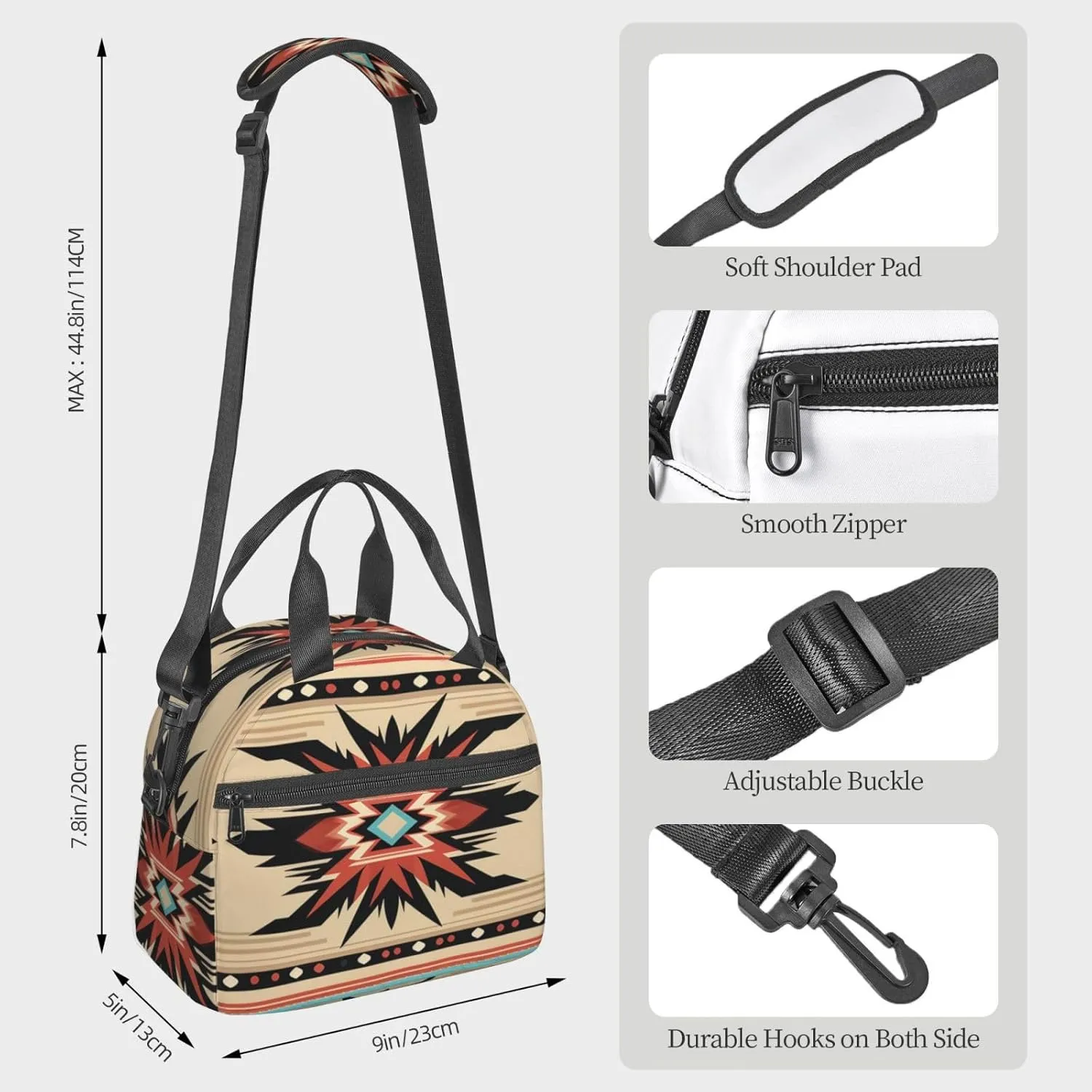 Lunch Bag Insulated Lunch Box for Women Men Native American Patterns Lunch Tote Bags Lunch Boxes for Work Office