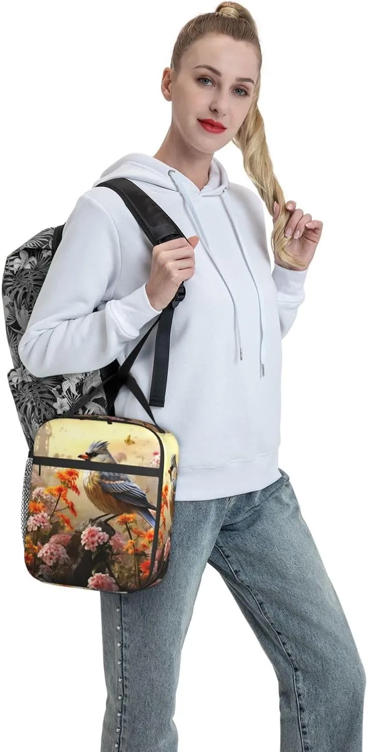 Lunch Bag Lunch Box for Women Men Insulated Lunch bag Sparrow Birds Sing Lunch Tote Bags for Work Office