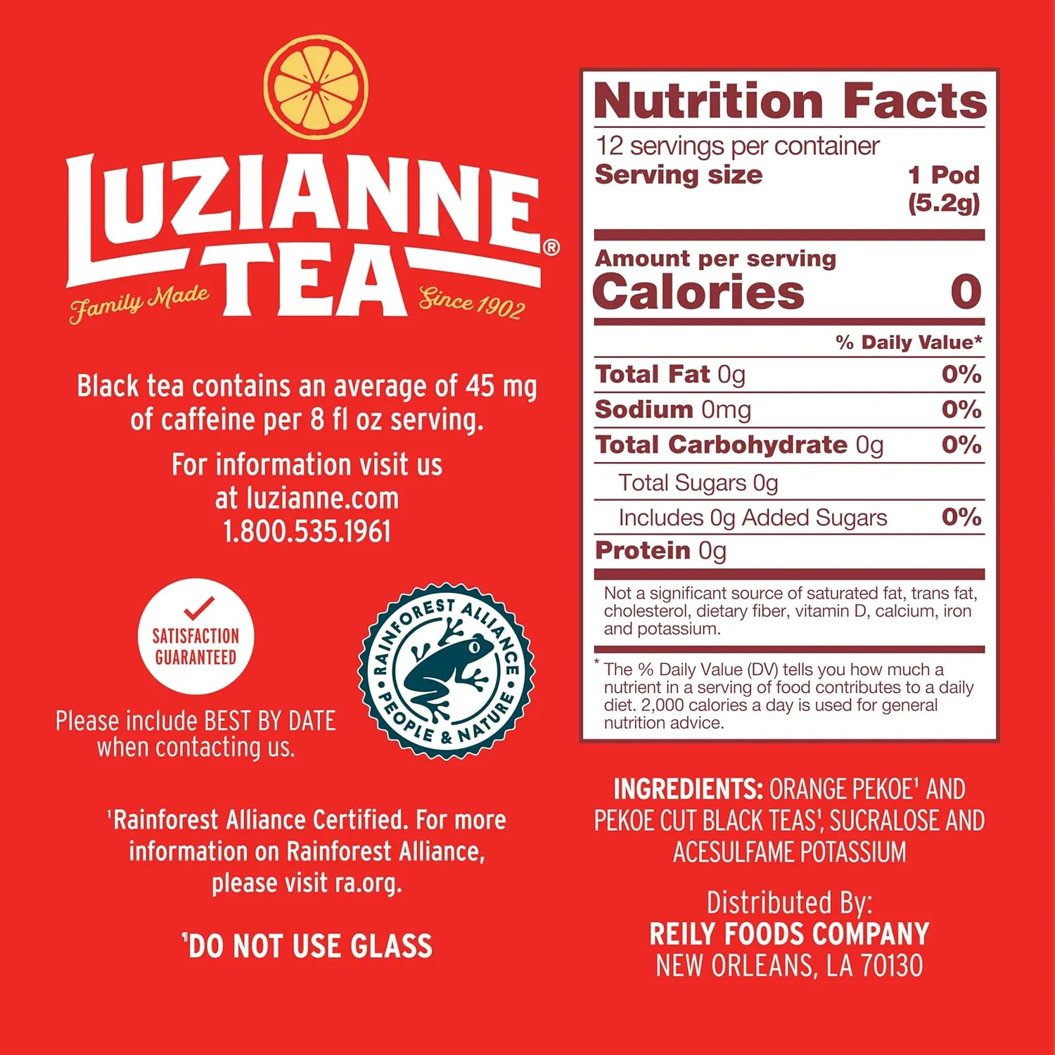 Luzianne Sweet Iced Tea Single Serve Pods, 12ct Box (Pack of 1)