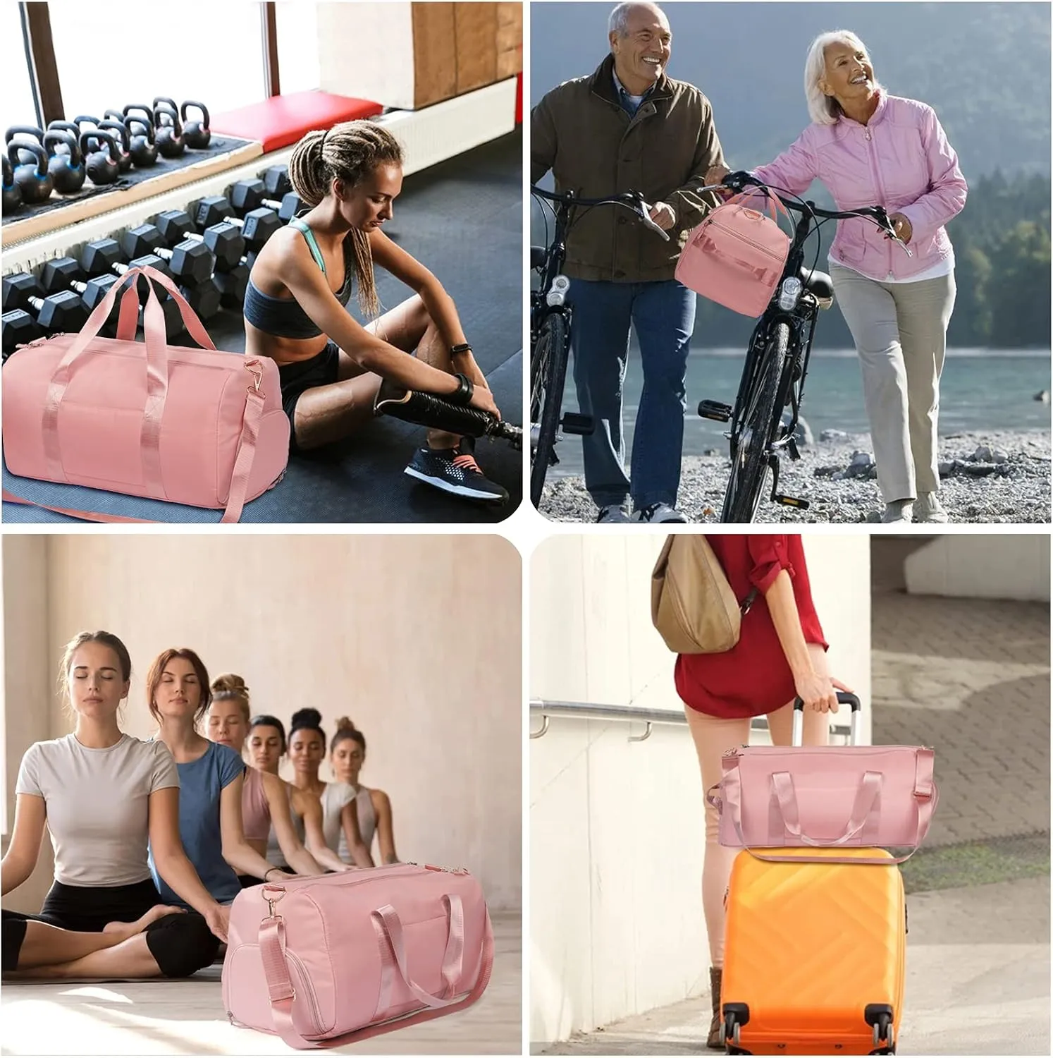 MABROUC Duffle Bag For Women, Sports Duffel Bag for Gym with Wet Pocket & Shoe Compartment, Overnight Weekender Travel Bag