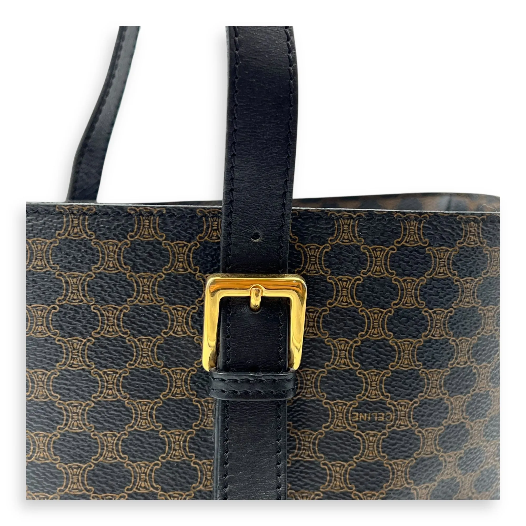 Macadam Bucket Bag Black in Coated Canvas, Gold hardware
