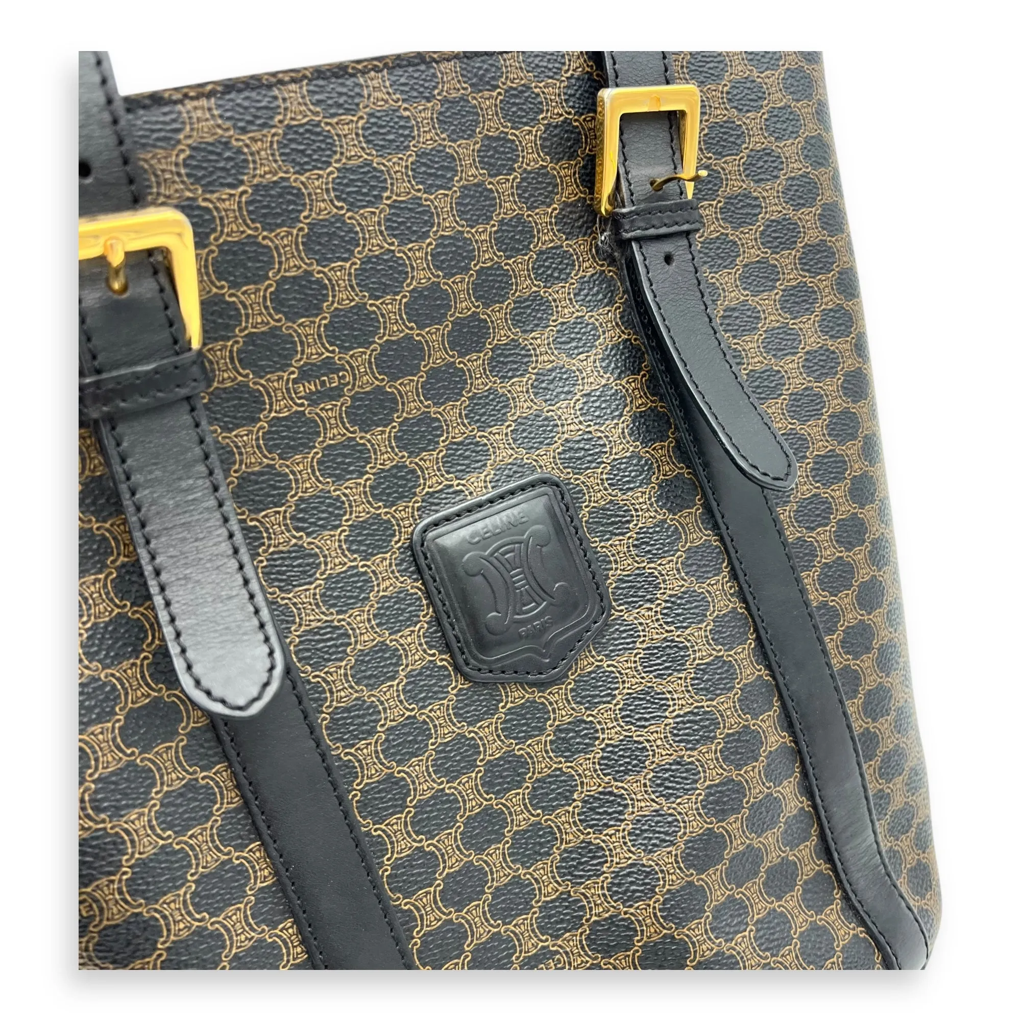 Macadam Bucket Bag Black in Coated Canvas, Gold hardware