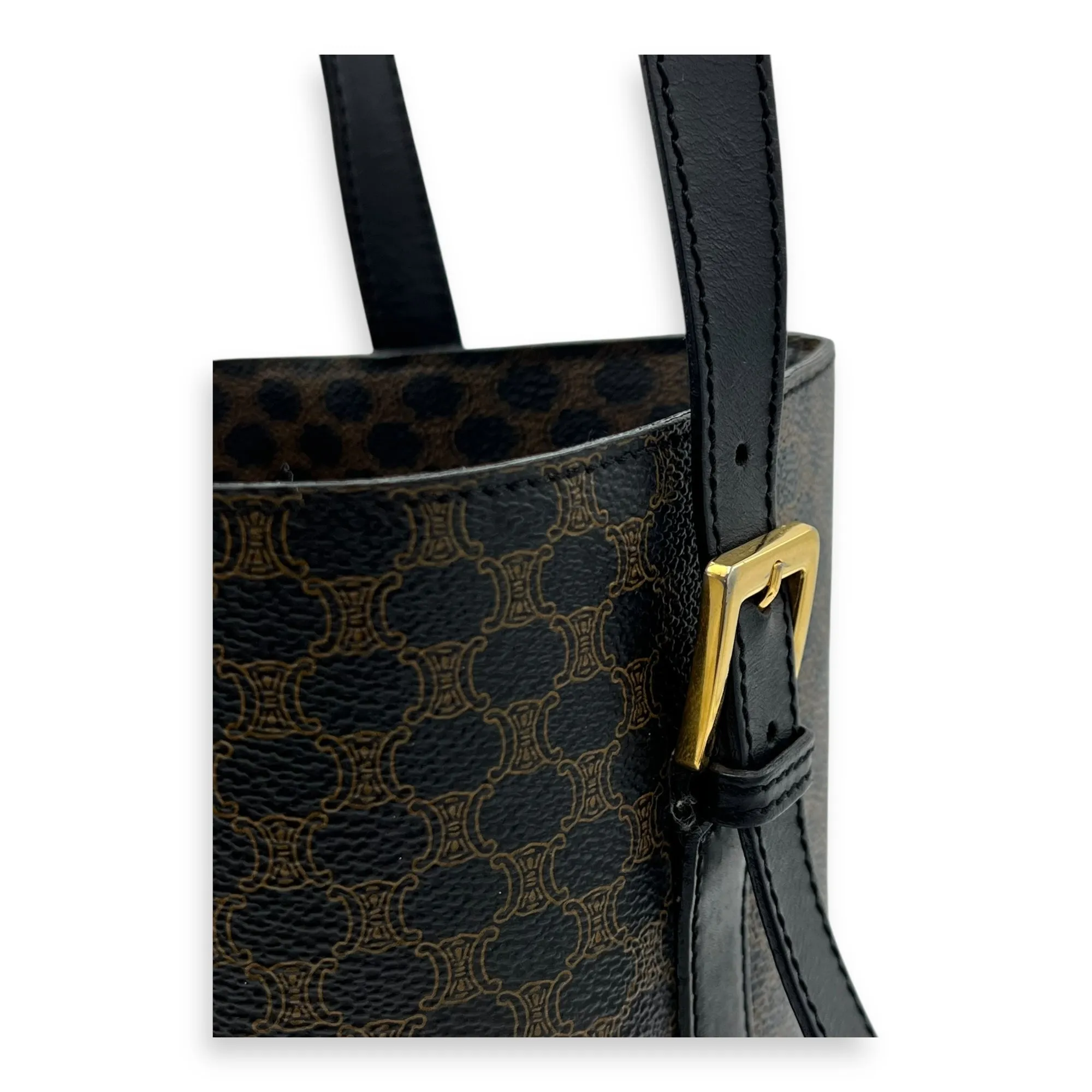 Macadam Bucket Bag Black in Coated Canvas, Gold hardware