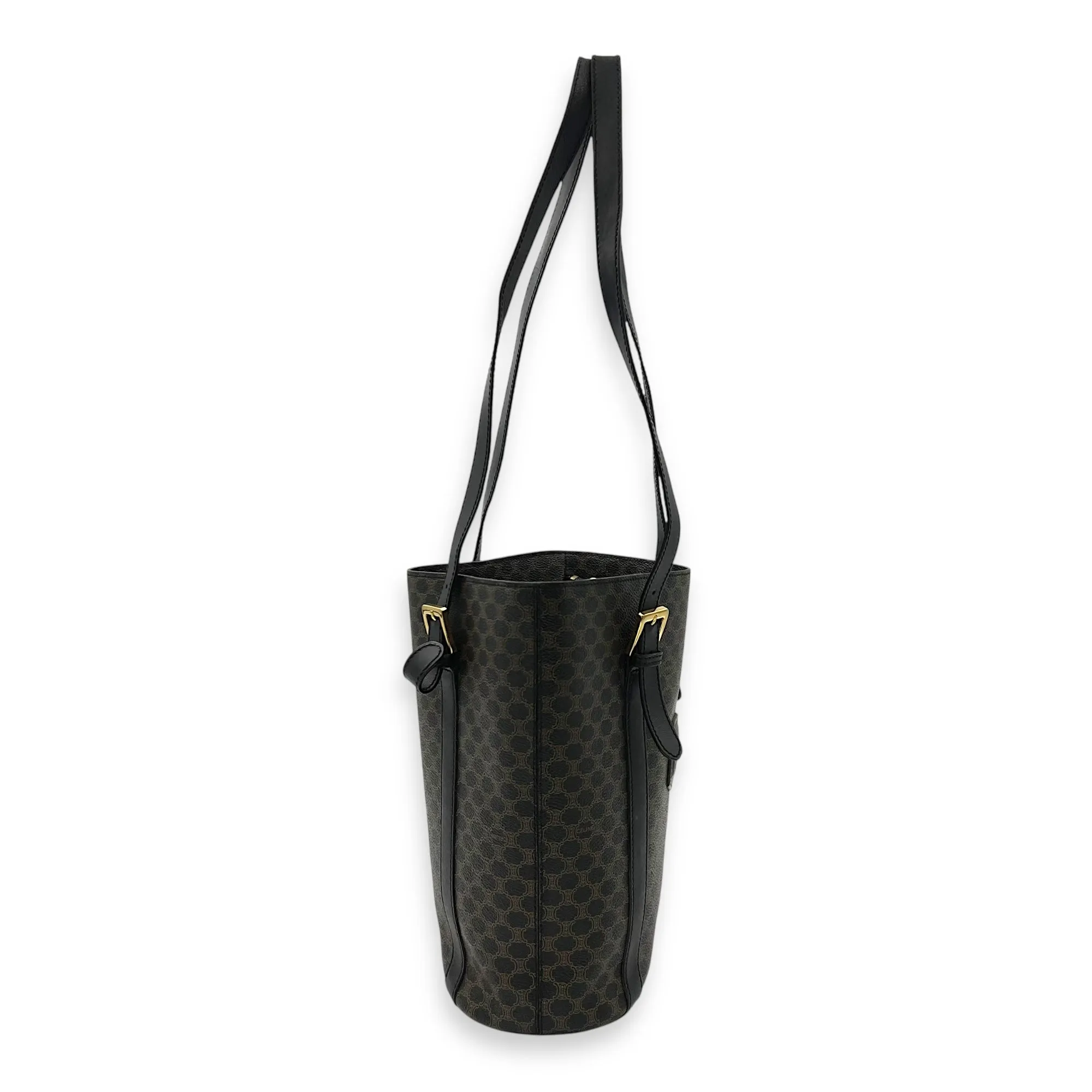 Macadam Bucket Bag Black in Coated Canvas, Gold hardware