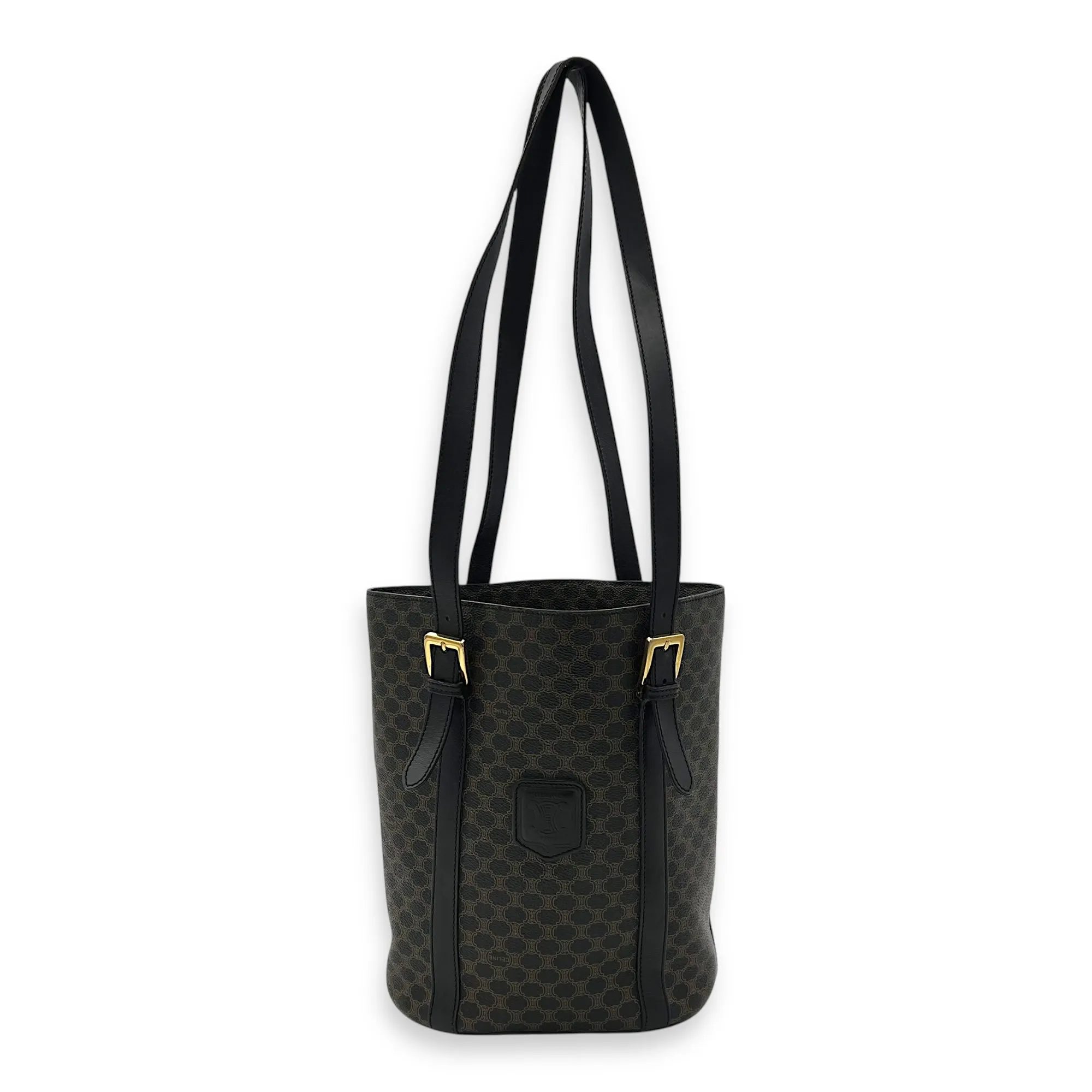 Macadam Bucket Bag Black in Coated Canvas, Gold hardware