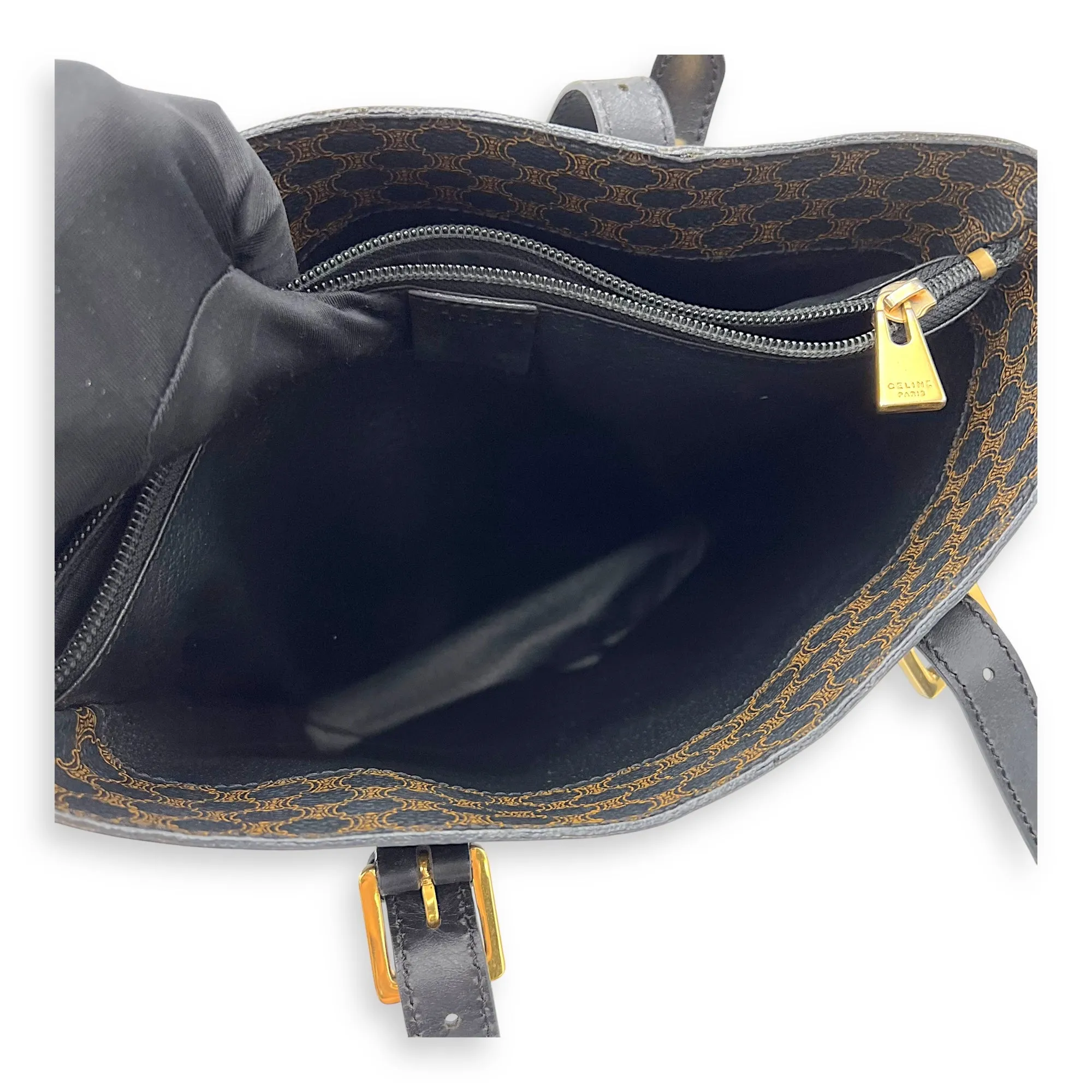 Macadam Bucket Bag Black in Coated Canvas, Gold hardware