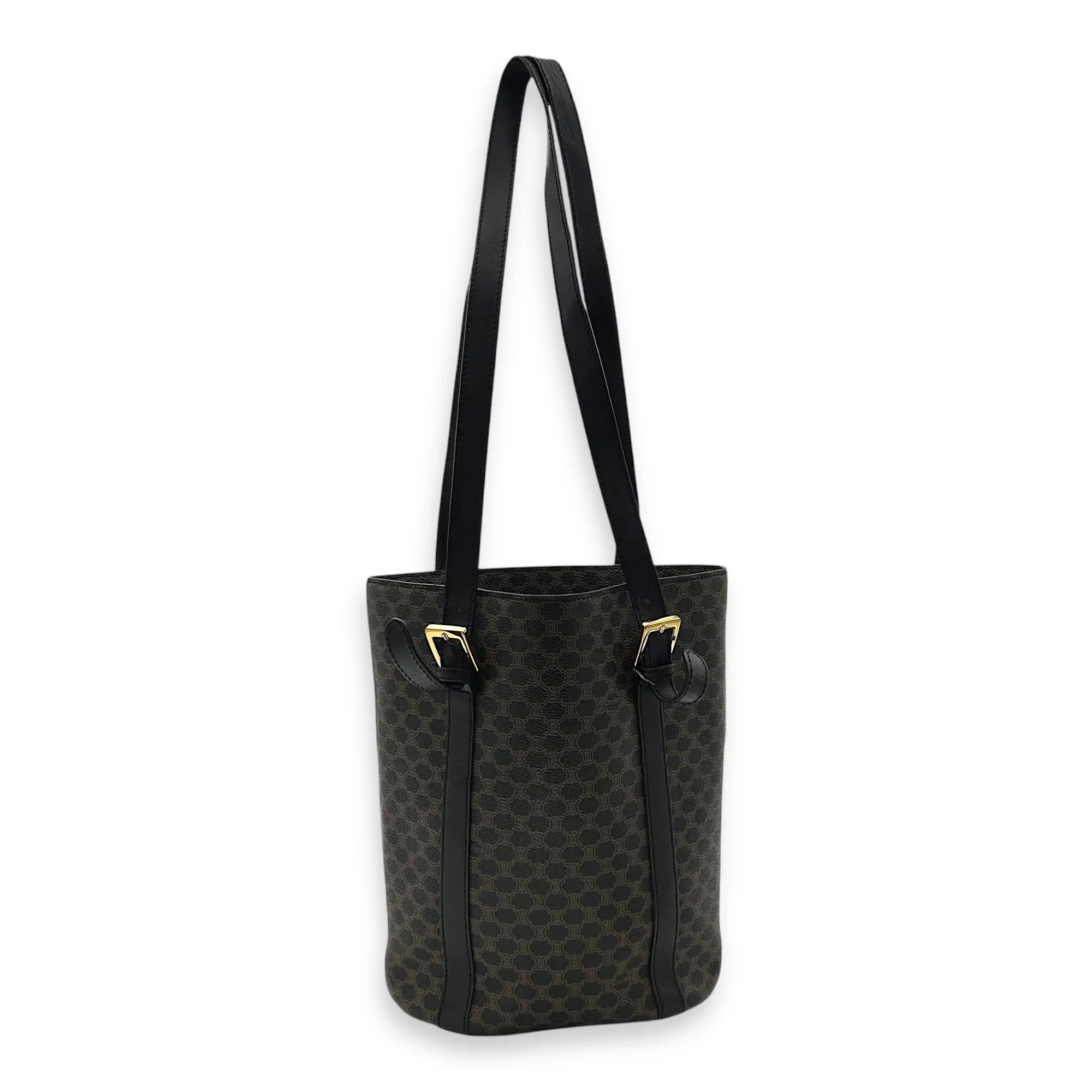 Macadam Bucket Bag Black in Coated Canvas, Gold hardware