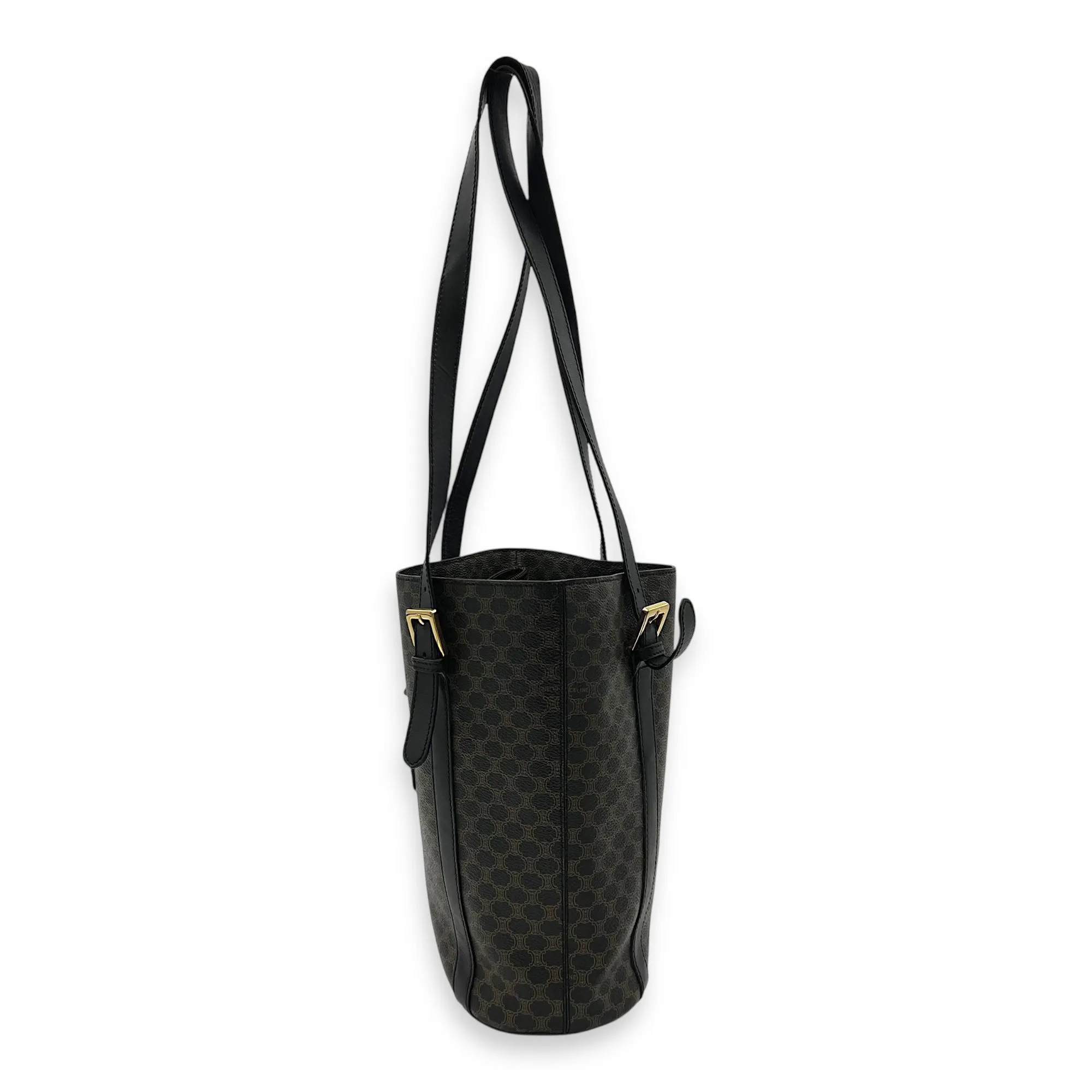 Macadam Bucket Bag Black in Coated Canvas, Gold hardware