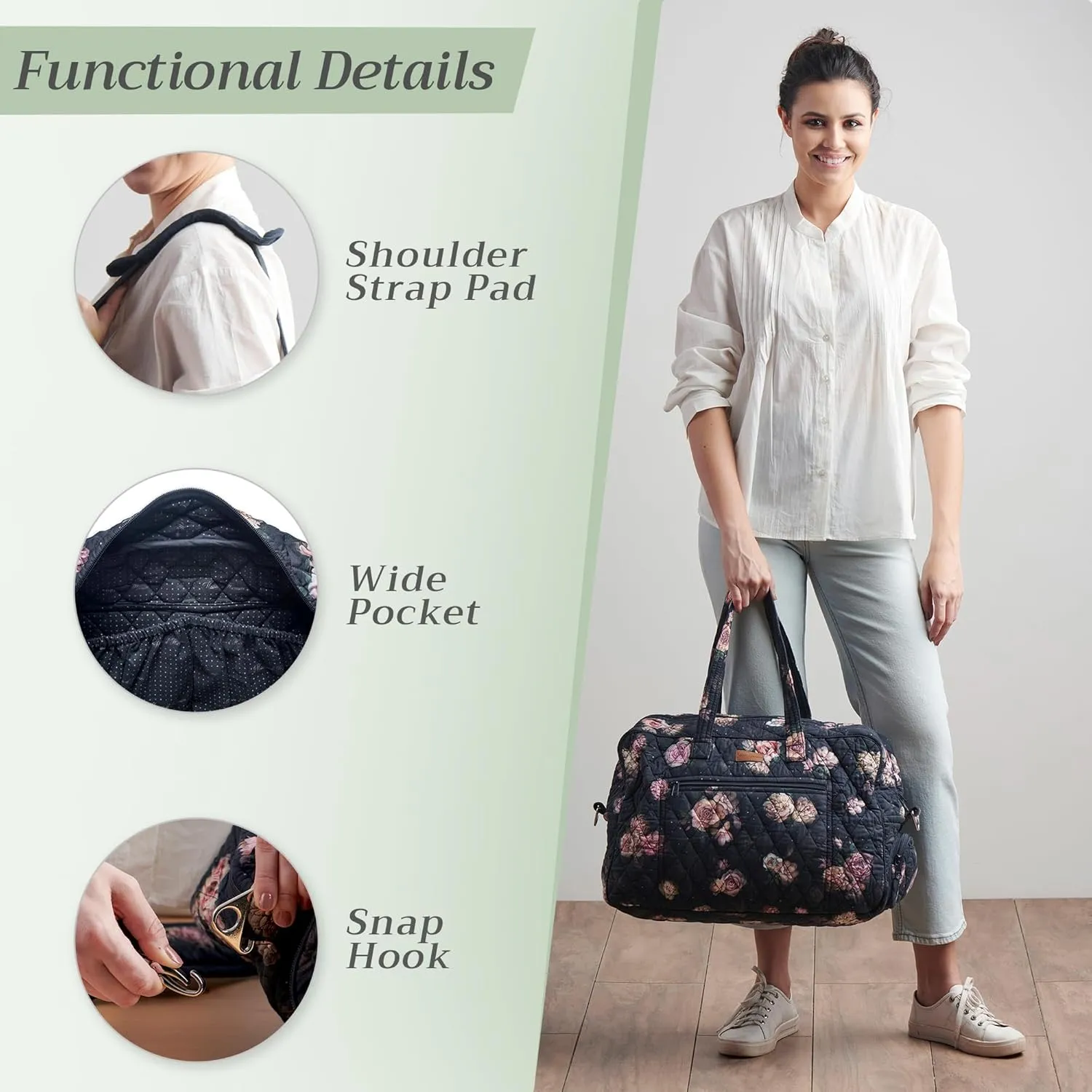Maison d' Hermine 100% Cotton Handbag | Shoulder Bag | Shoulder Bag for the Beach | Shopping | Travel | Hiking | Women with Zip Pockets