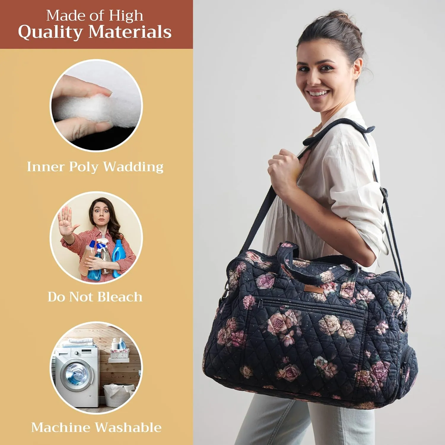 Maison d' Hermine 100% Cotton Handbag | Shoulder Bag | Shoulder Bag for the Beach | Shopping | Travel | Hiking | Women with Zip Pockets