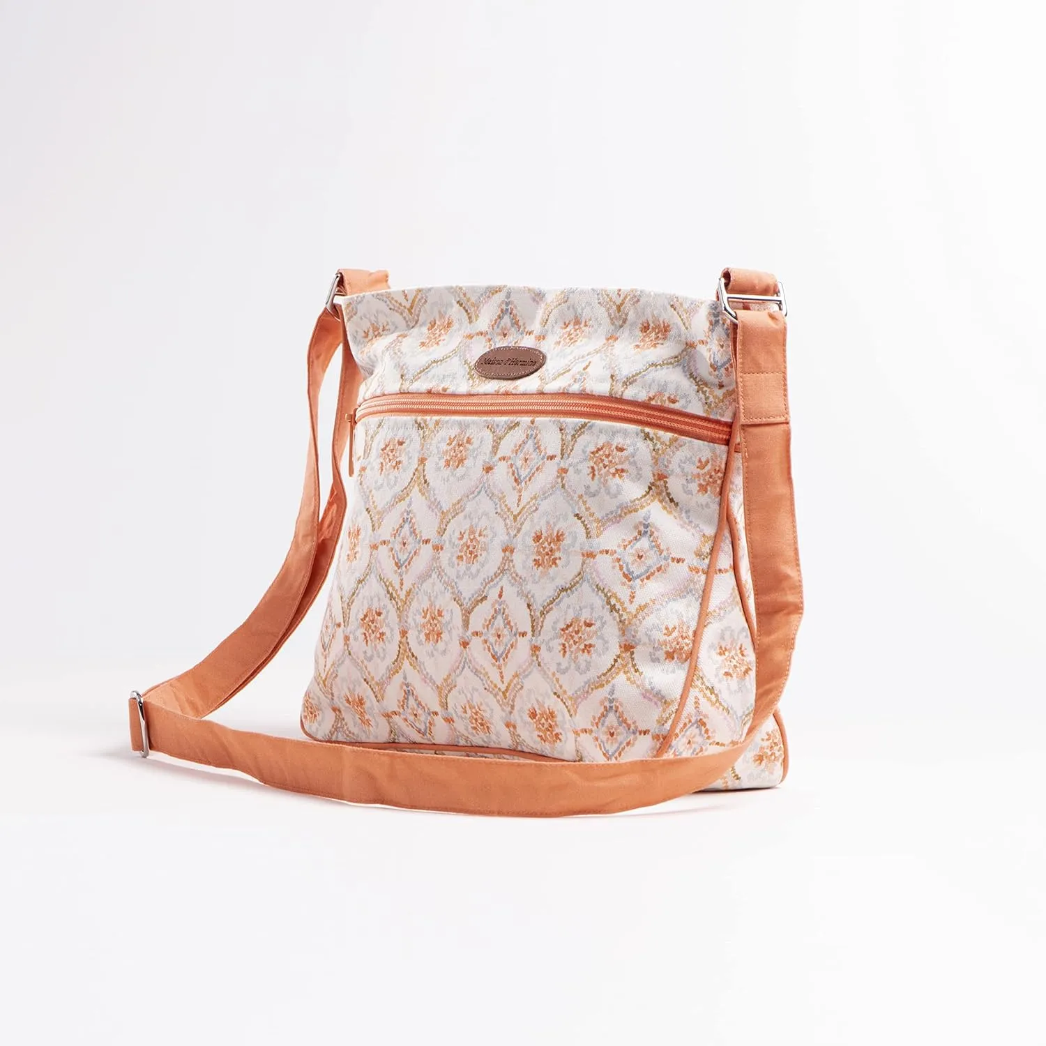 Maison d' Hermine Cross Body Bag Cotton Adjustable Shoulder Strap Hand Bag Tote purse with Zippered & Slip Pockets