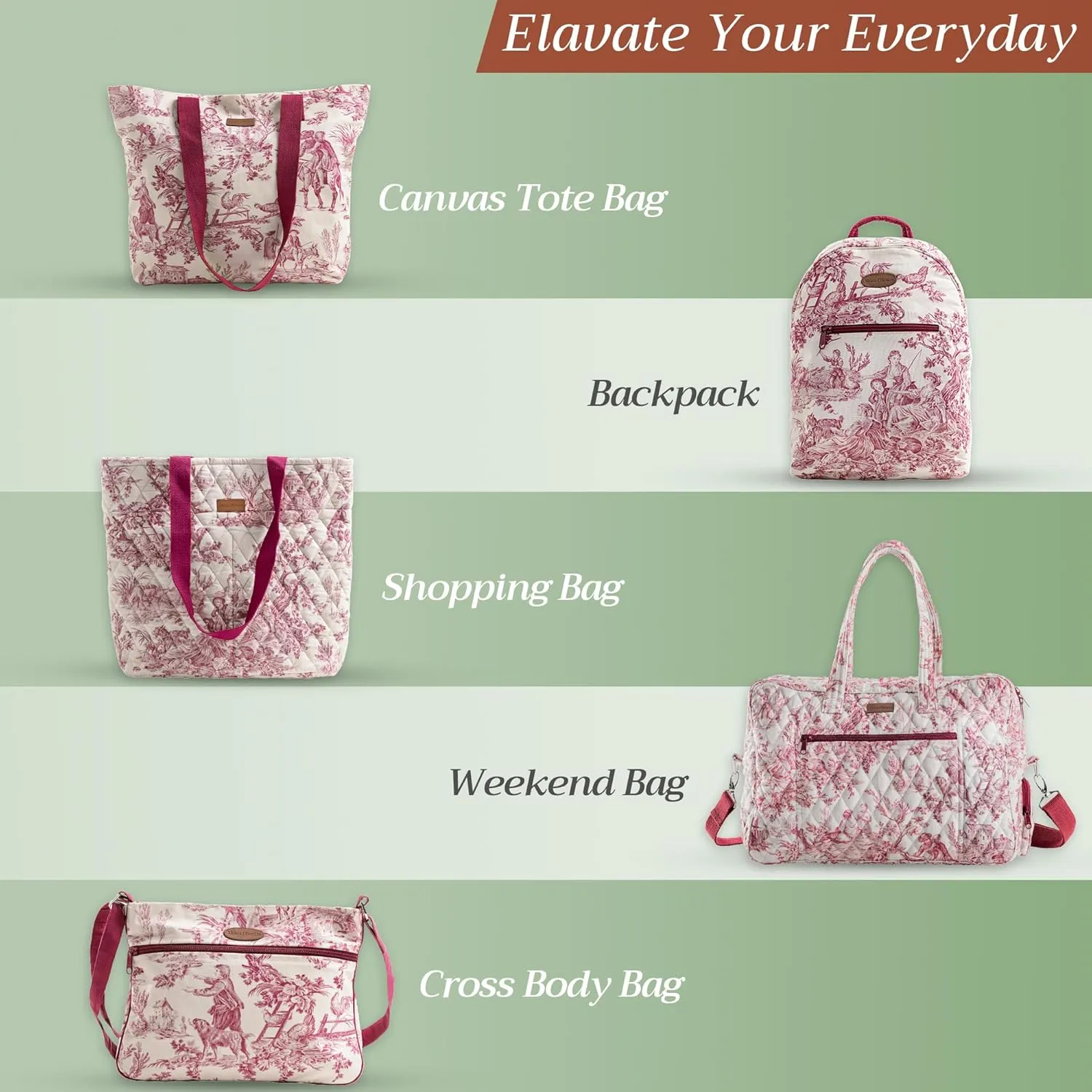 Maison d' Hermine Hand Bag Cotton Adjustable Shoulder Strap Cross Body Bag Tote purse with Zippered & Slip Pockets