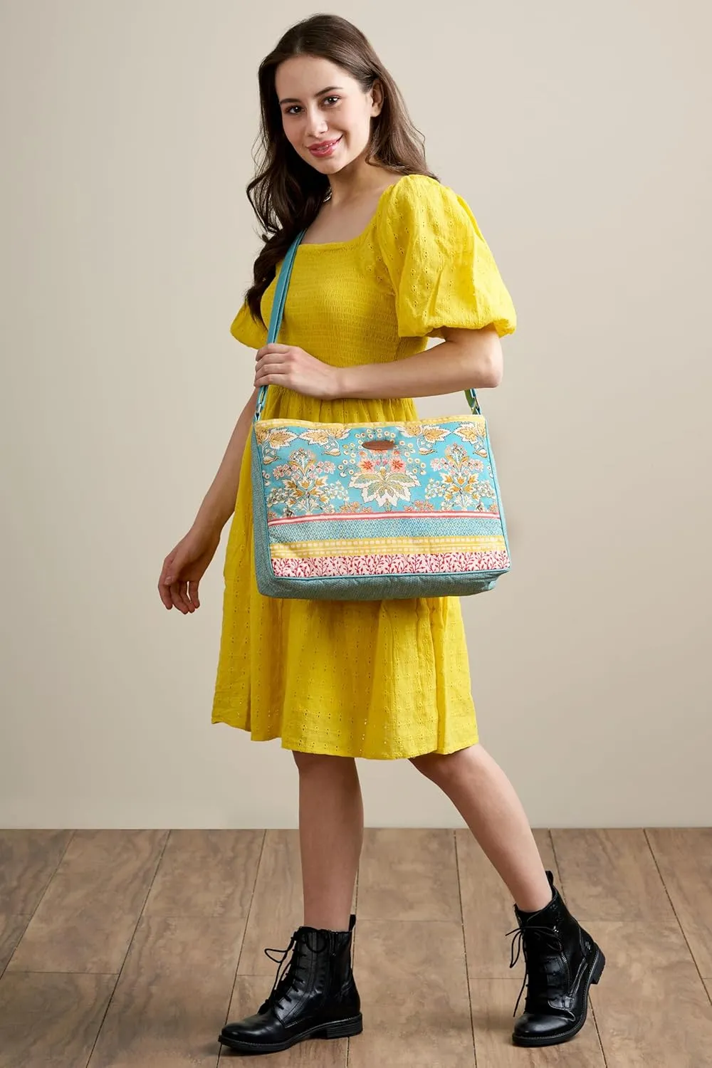 Maison d' Hermine Hand Bag Cotton Adjustable Shoulder Strap Cross Body Bag Tote purse with Zippered & Slip Pockets