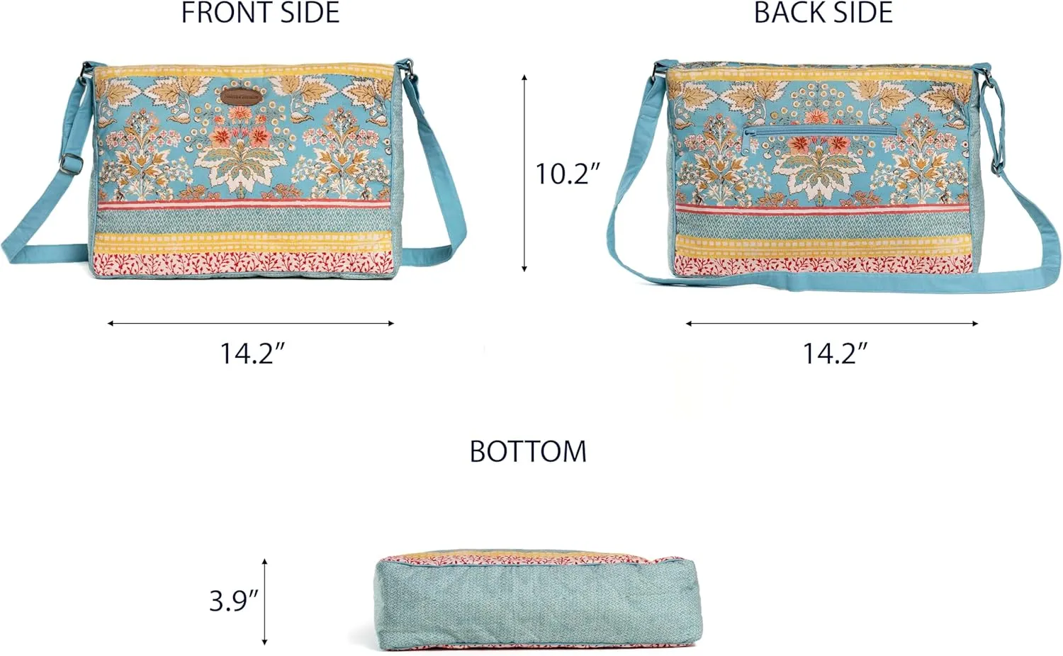 Maison d' Hermine Hand Bag Cotton Adjustable Shoulder Strap Cross Body Bag Tote purse with Zippered & Slip Pockets