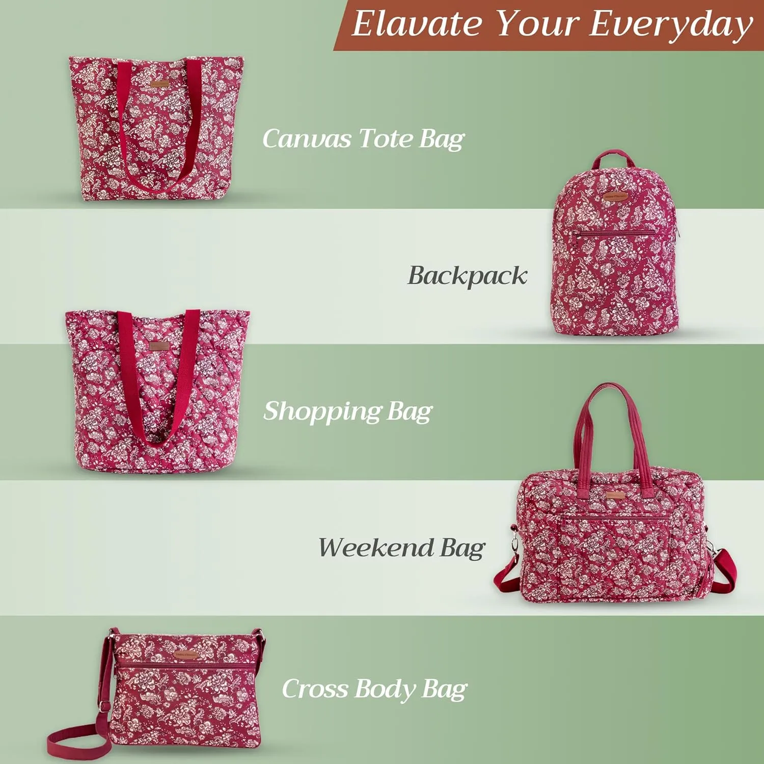Maison d' Hermine Hand Bag Cotton Adjustable Shoulder Strap Cross Body Bag Tote purse with Zippered & Slip Pockets