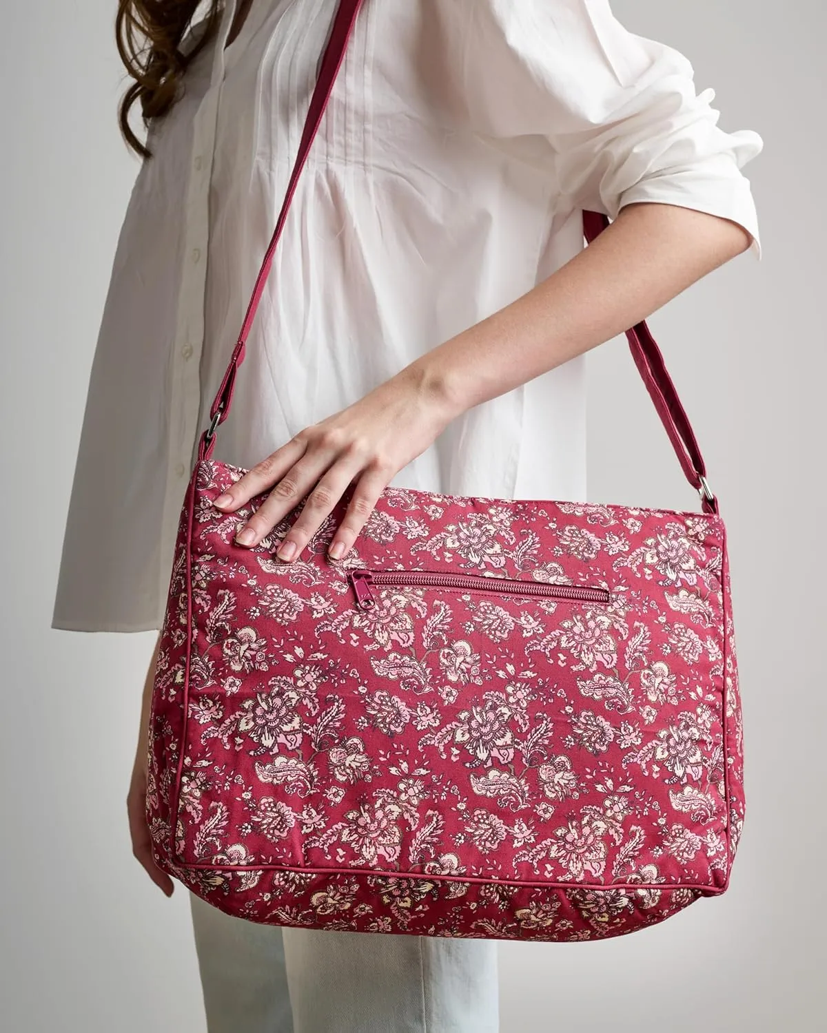 Maison d' Hermine Hand Bag Cotton Adjustable Shoulder Strap Cross Body Bag Tote purse with Zippered & Slip Pockets