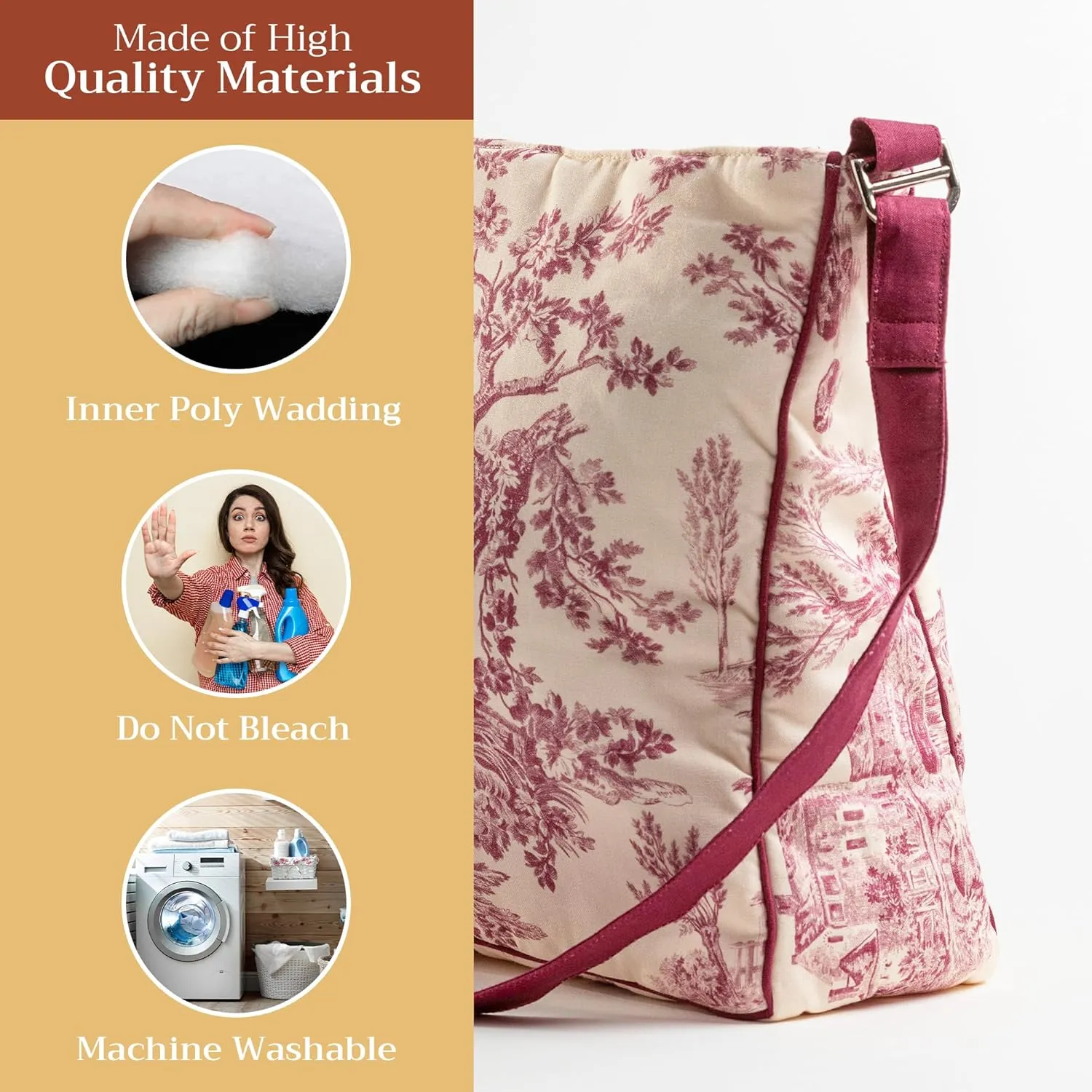 Maison d' Hermine Hand Bag Cotton Adjustable Shoulder Strap Cross Body Bag Tote purse with Zippered & Slip Pockets