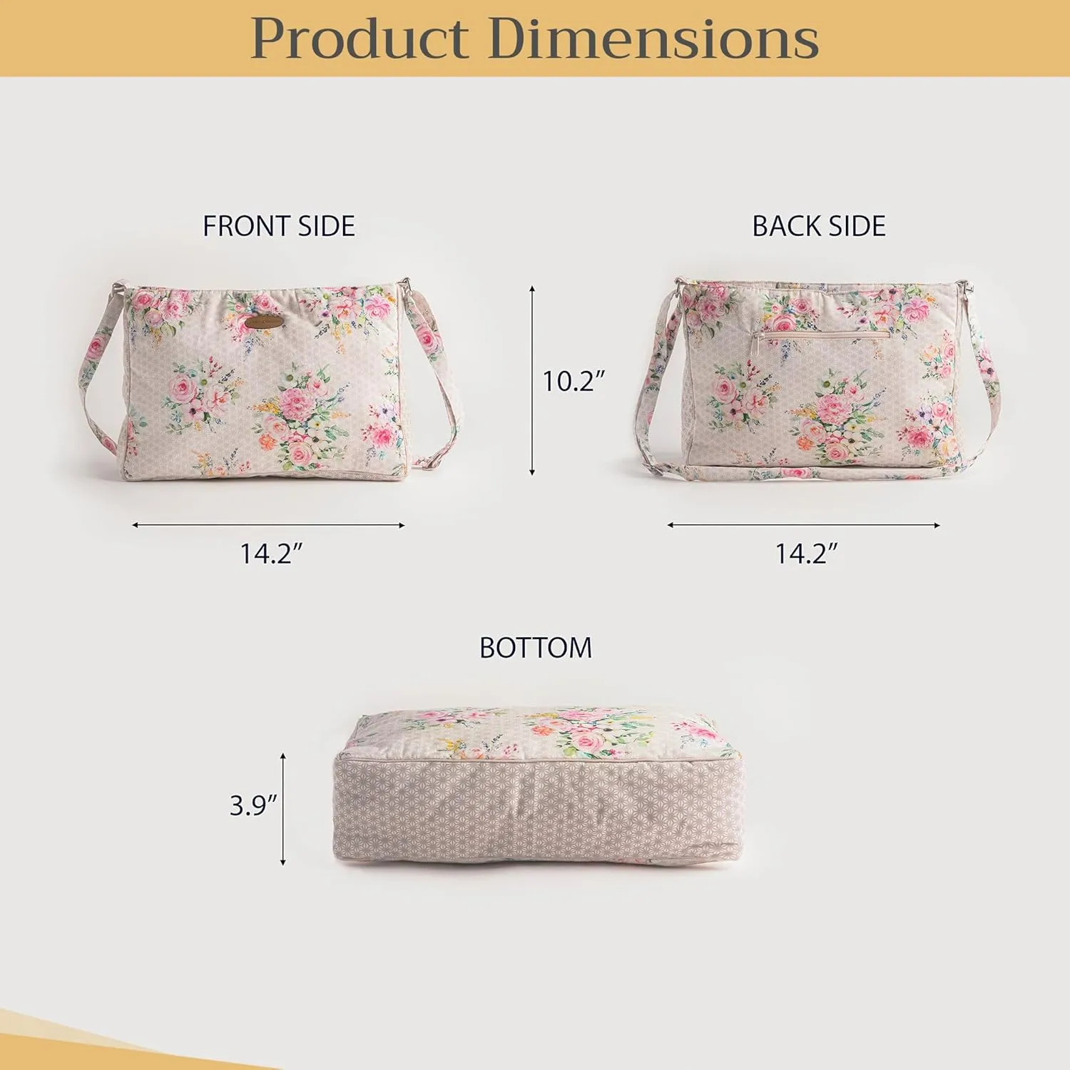 Maison d' Hermine Hand Bag Cotton Adjustable Shoulder Strap Cross Body Bag Tote purse with Zippered & Slip Pockets