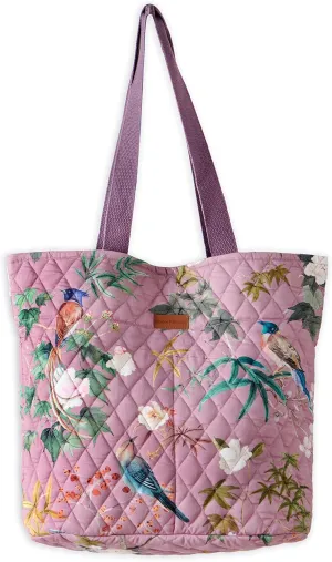 Maison d' Hermine Shopping Bag Cotton Quilted Tote Bag with Zipper Pockets & Small Pouch Grocery Bag for Work Travel Lunch