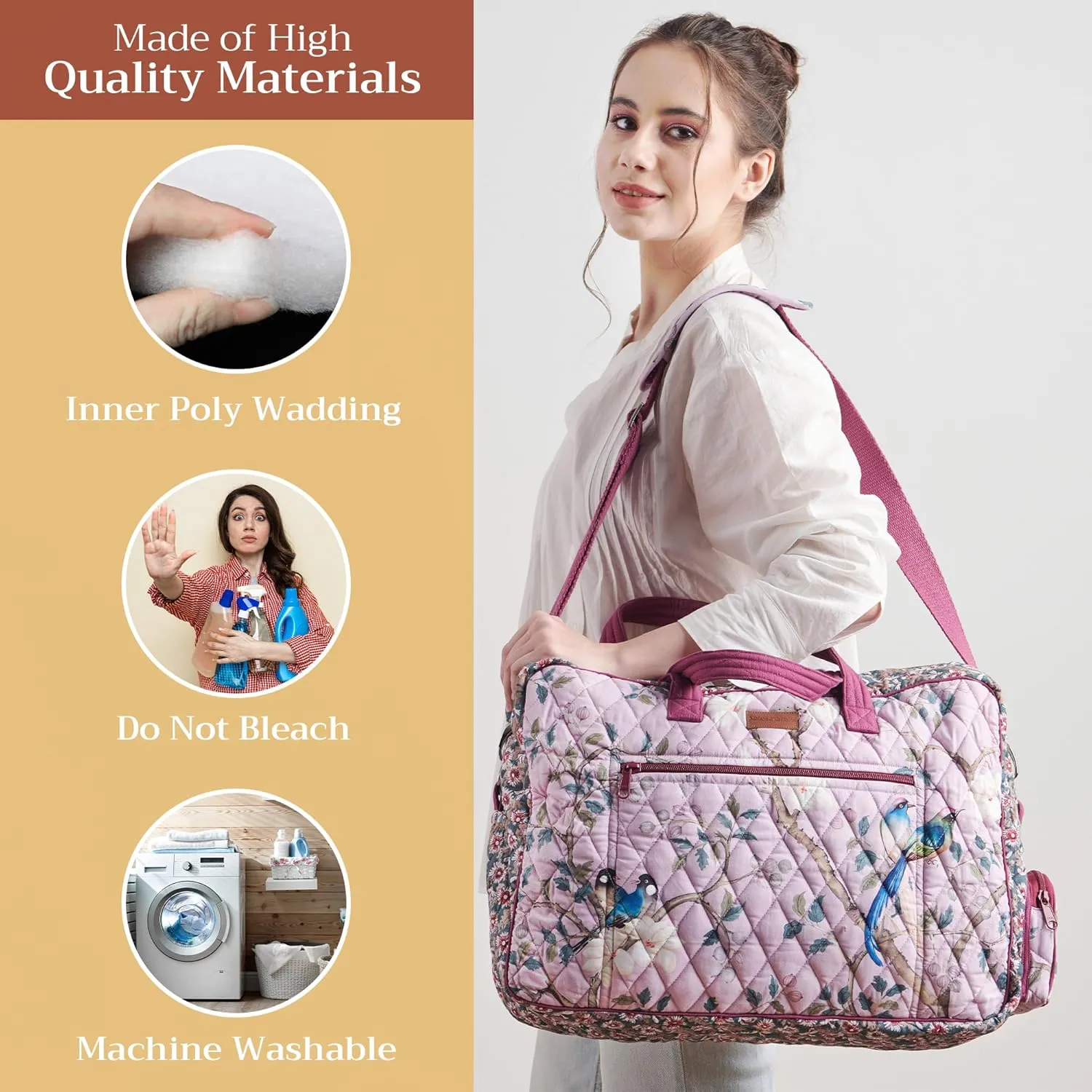 Maison d' Hermine Weekend Bag Cotton Quilted Duffel Overnight Luggage Weekender Gym Bag for Gifts Travel Men Women Business Travellers Family Trip, Osaka