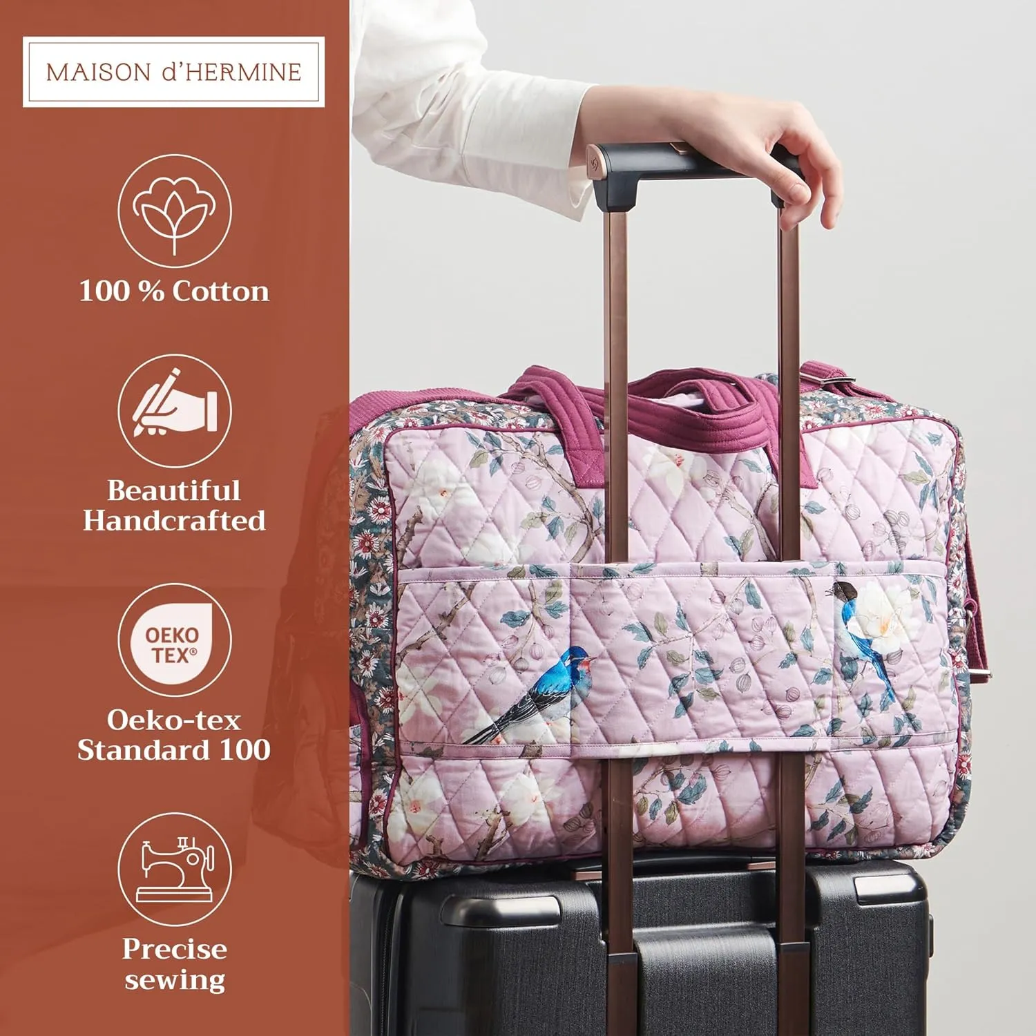 Maison d' Hermine Weekend Bag Cotton Quilted Duffel Overnight Luggage Weekender Gym Bag for Gifts Travel Men Women Business Travellers Family Trip, Osaka