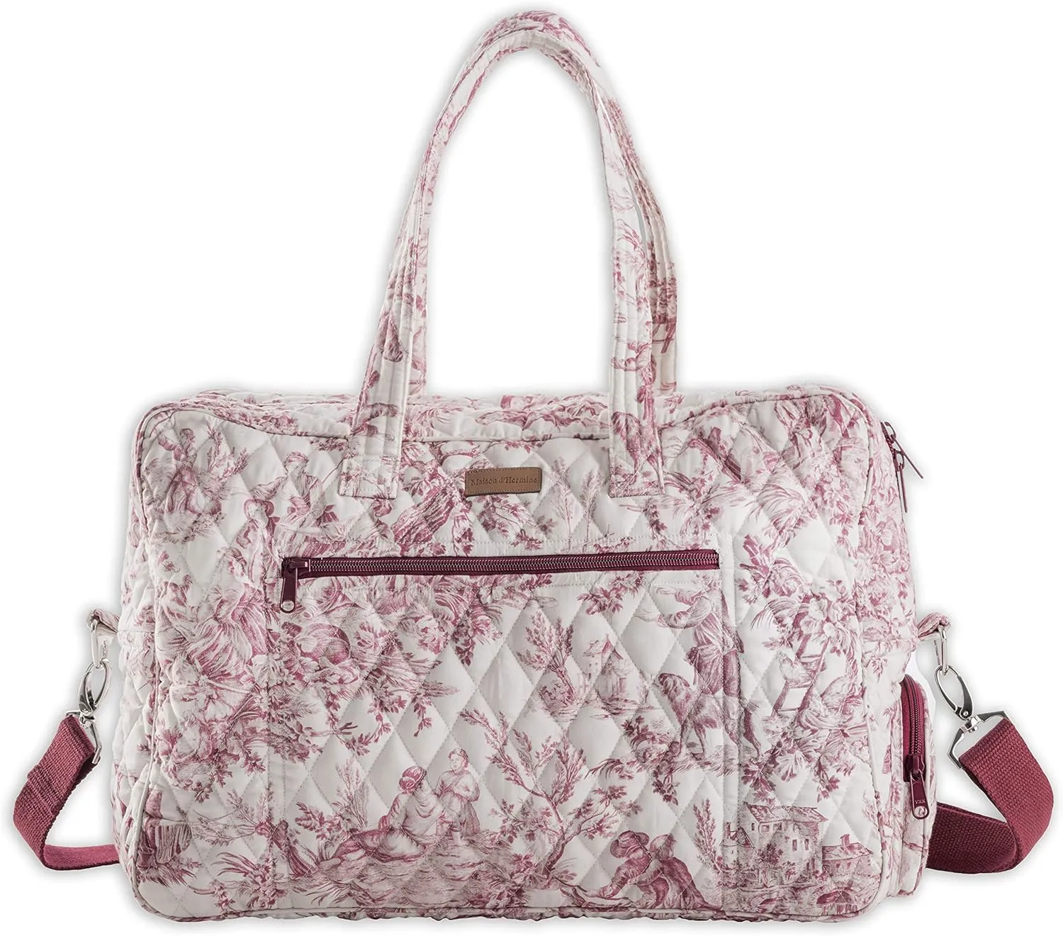 Maison d' Hermine Weekend Bag Cotton Quilted Duffel Overnight Luggage Weekender Gym Bag for Gifts Travel Men Women Business Travellers Family Trip, The Miller - Red