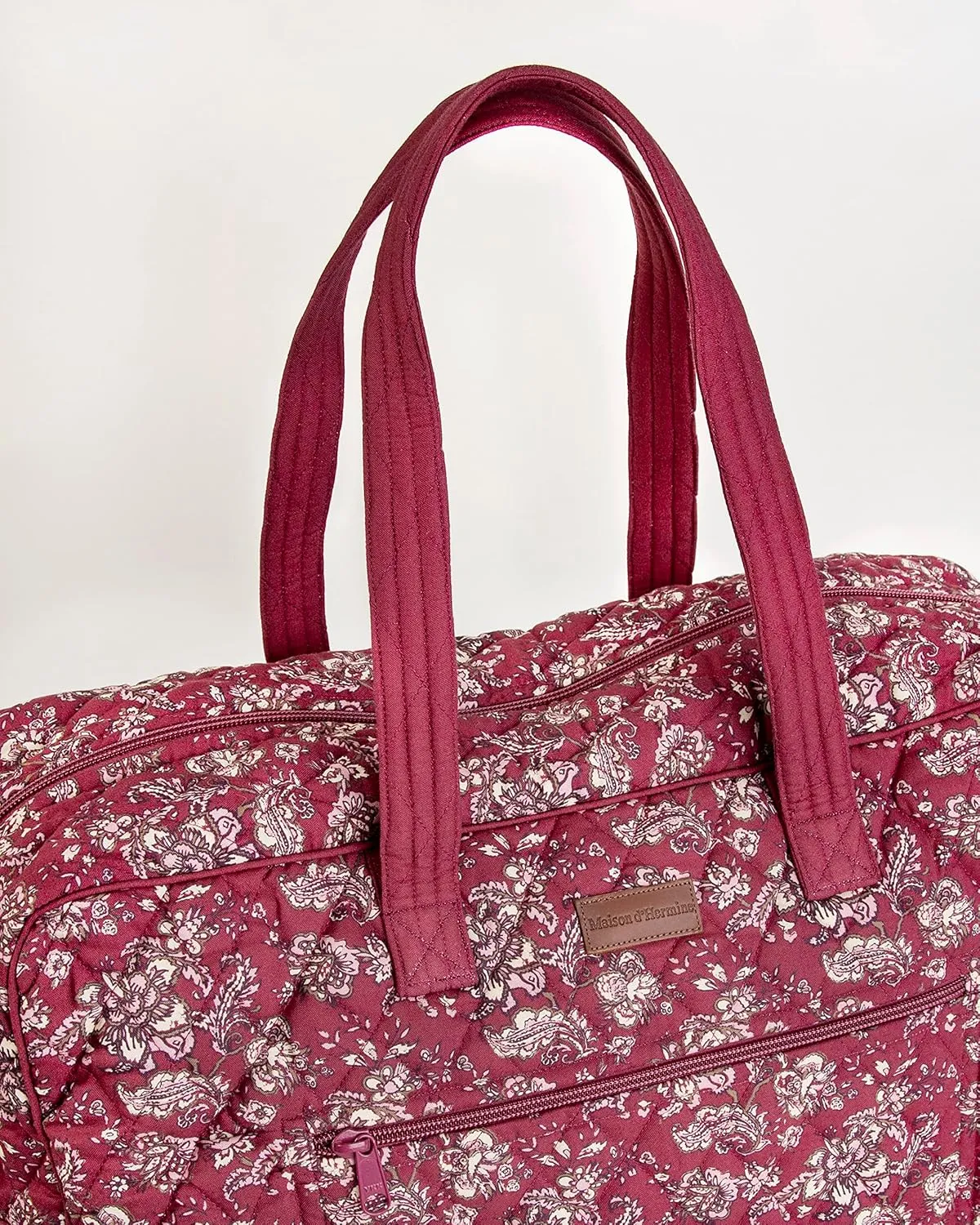 Maison d' Hermine Weekend Bag Cotton Quilted Duffel Overnight Luggage Weekender Gym Bag for Mothers Day Gifts Travel Men Women Business Travellers Family Trip, Surya - Maroon
