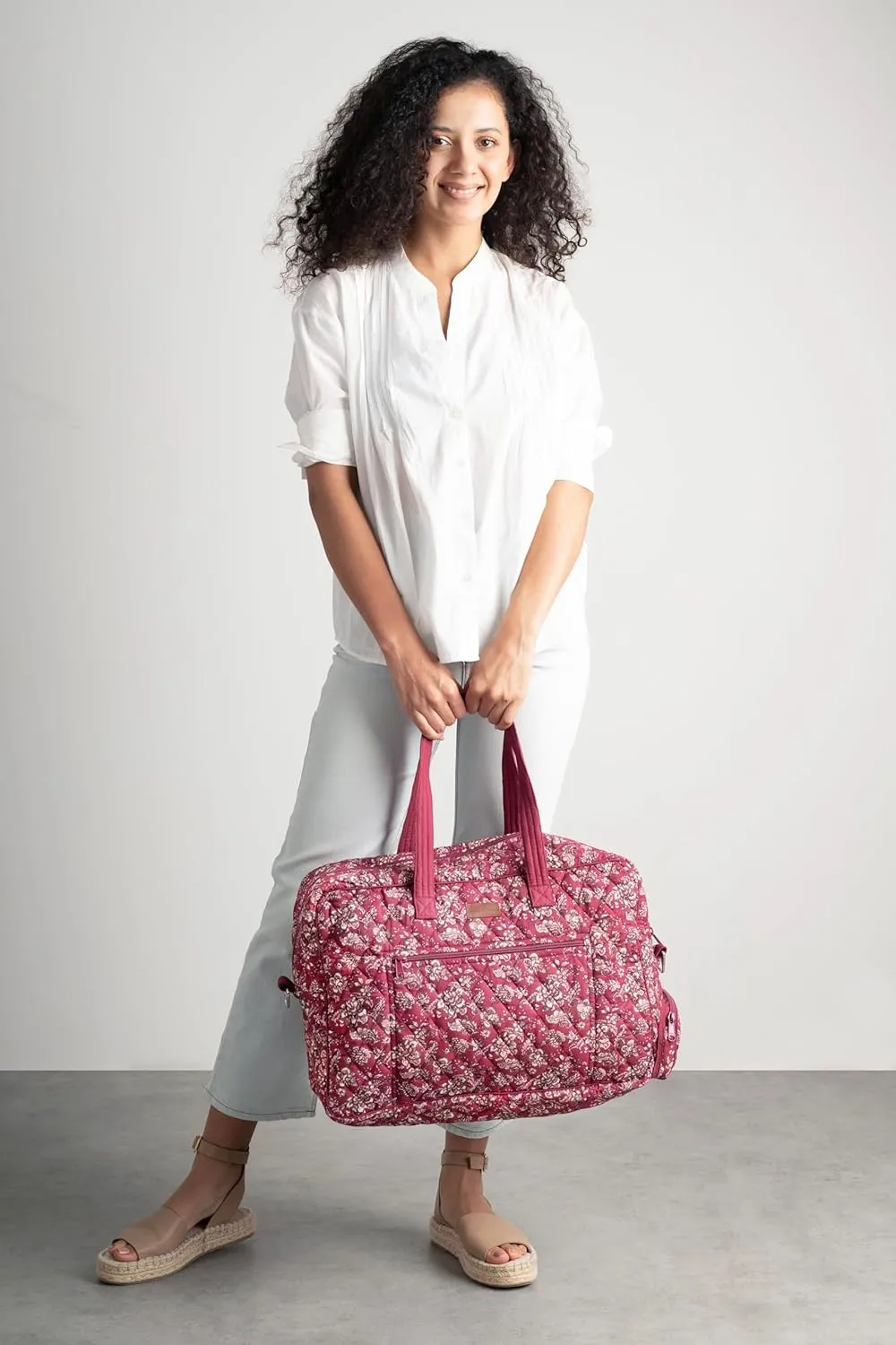 Maison d' Hermine Weekend Bag Cotton Quilted Duffel Overnight Luggage Weekender Gym Bag for Mothers Day Gifts Travel Men Women Business Travellers Family Trip, Surya - Maroon