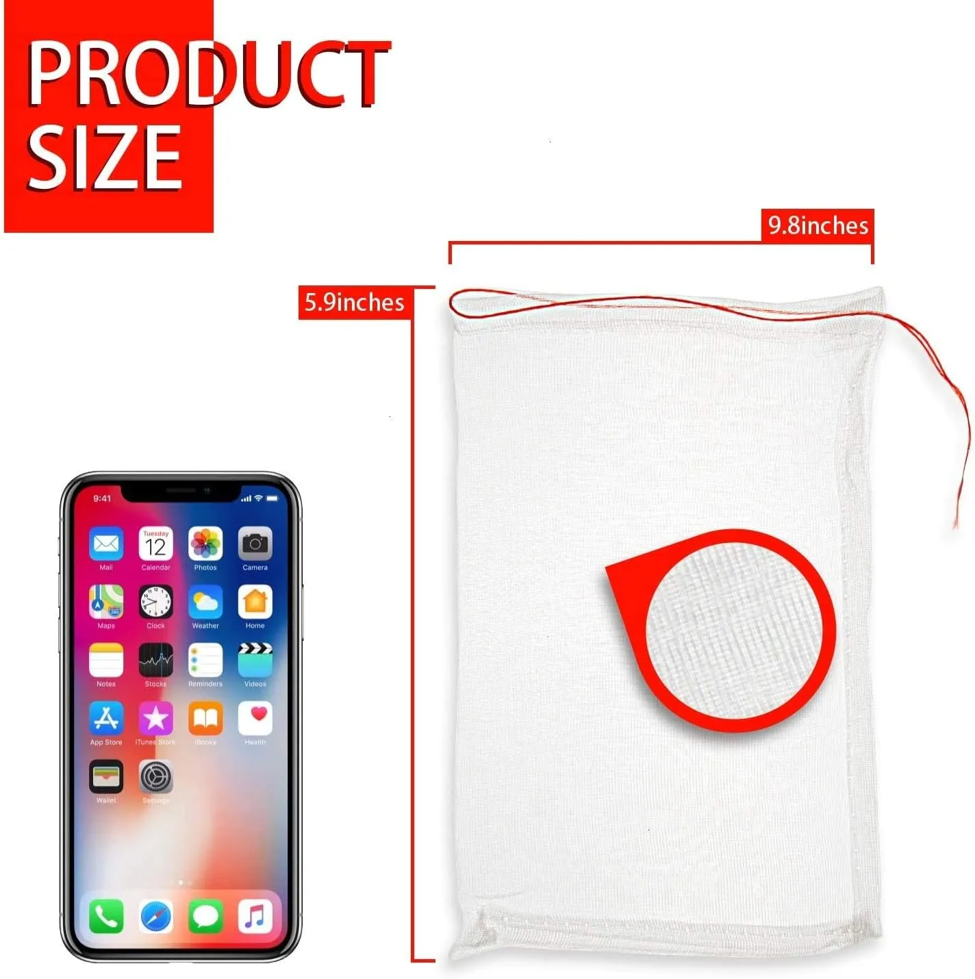 Maius Fruit Protection Bags, 100 Pack 4 x 6 Inch Nylon Net Barrier Bag with Drawstring for Protecting Plant Seed Fruit Flower Vegetable, Reusable Mesh Protect Bag