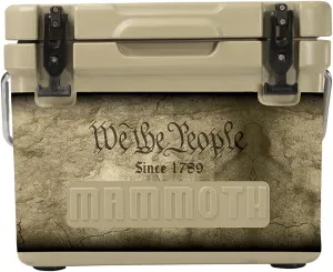 Mammoth Cruiser Cooler, Insulated Hard Ice Chest, Tan with 2nd Amendment & US Flag Decal Wrap, Great for Lunchbox, Golf Cart
