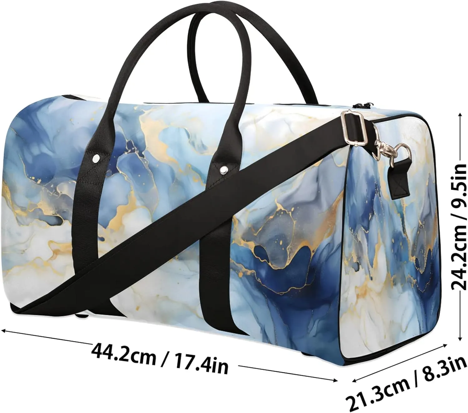 Marble Travel Bag for Men Women, Gym Duffle Bags for Travel, Carry On Luggage Bag, Weekender Overnight Workout Bags