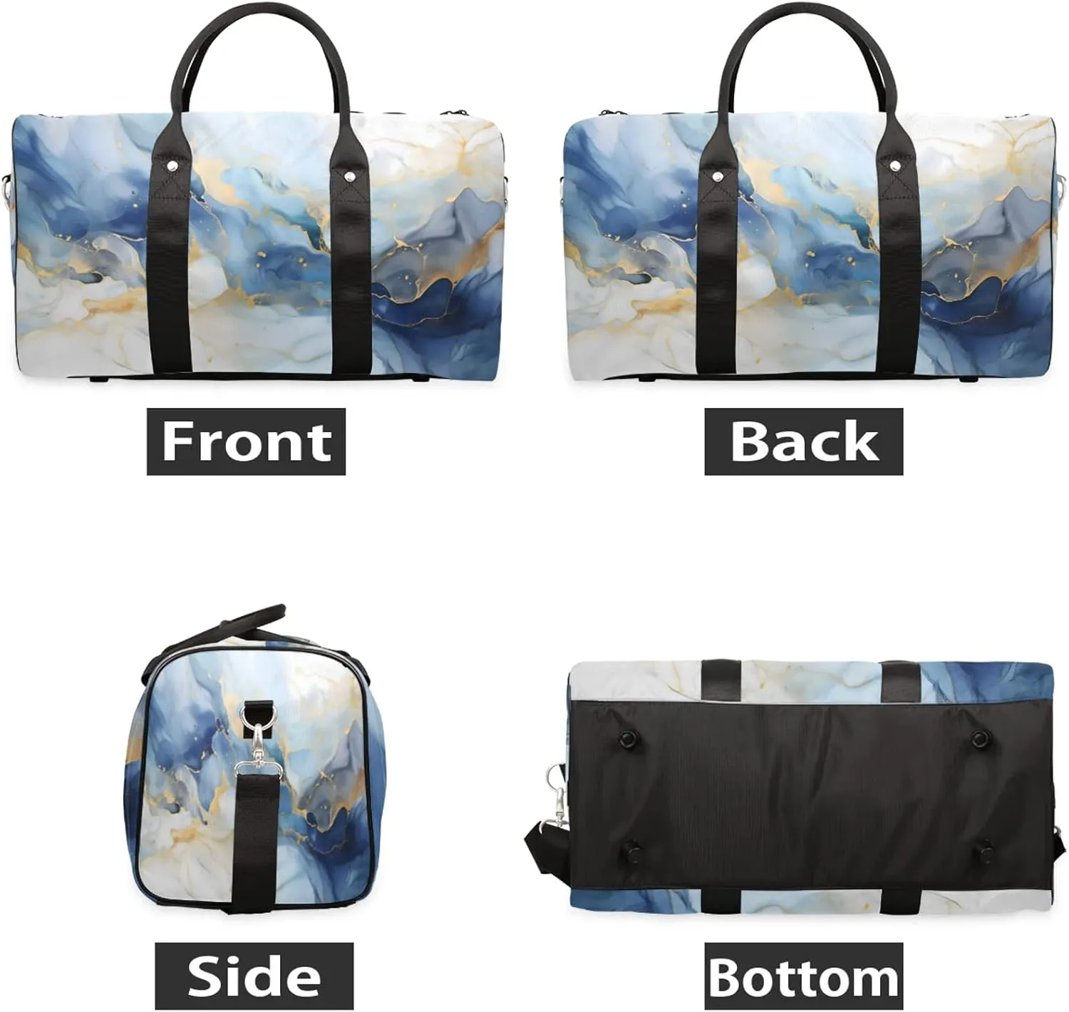 Marble Travel Bag for Men Women, Gym Duffle Bags for Travel, Carry On Luggage Bag, Weekender Overnight Workout Bags