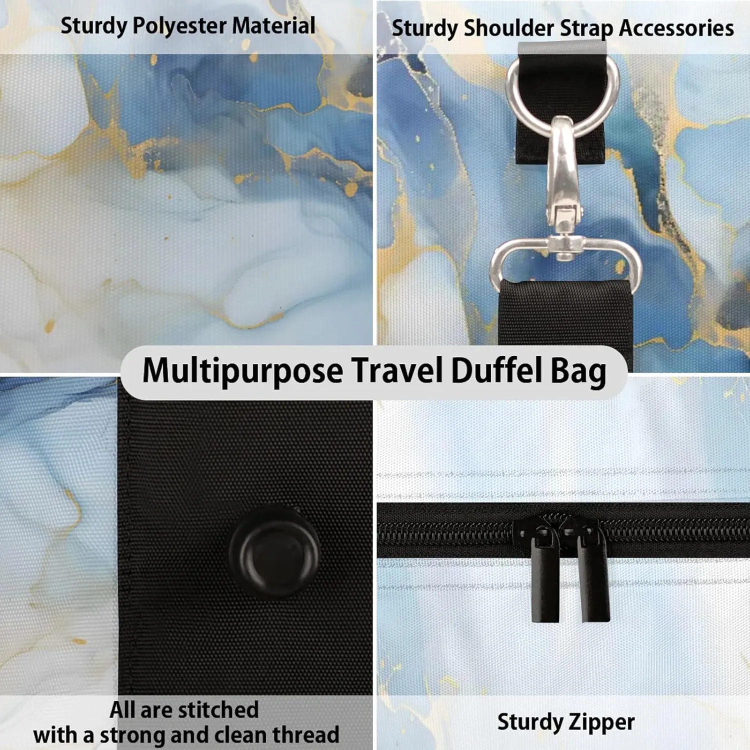 Marble Travel Bag for Men Women, Gym Duffle Bags for Travel, Carry On Luggage Bag, Weekender Overnight Workout Bags