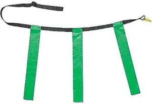 Martin Sports DOZEN PACK (12) Adjustable Flag Football Belts; Quick Release, One-Piece Design with 3 Flags (Green, Adult)