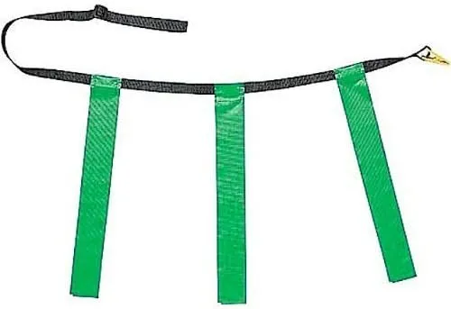 Martin Sports DOZEN PACK (12) Adjustable Flag Football Belts; Quick Release, One-Piece Design with 3 Flags (Green, Adult)