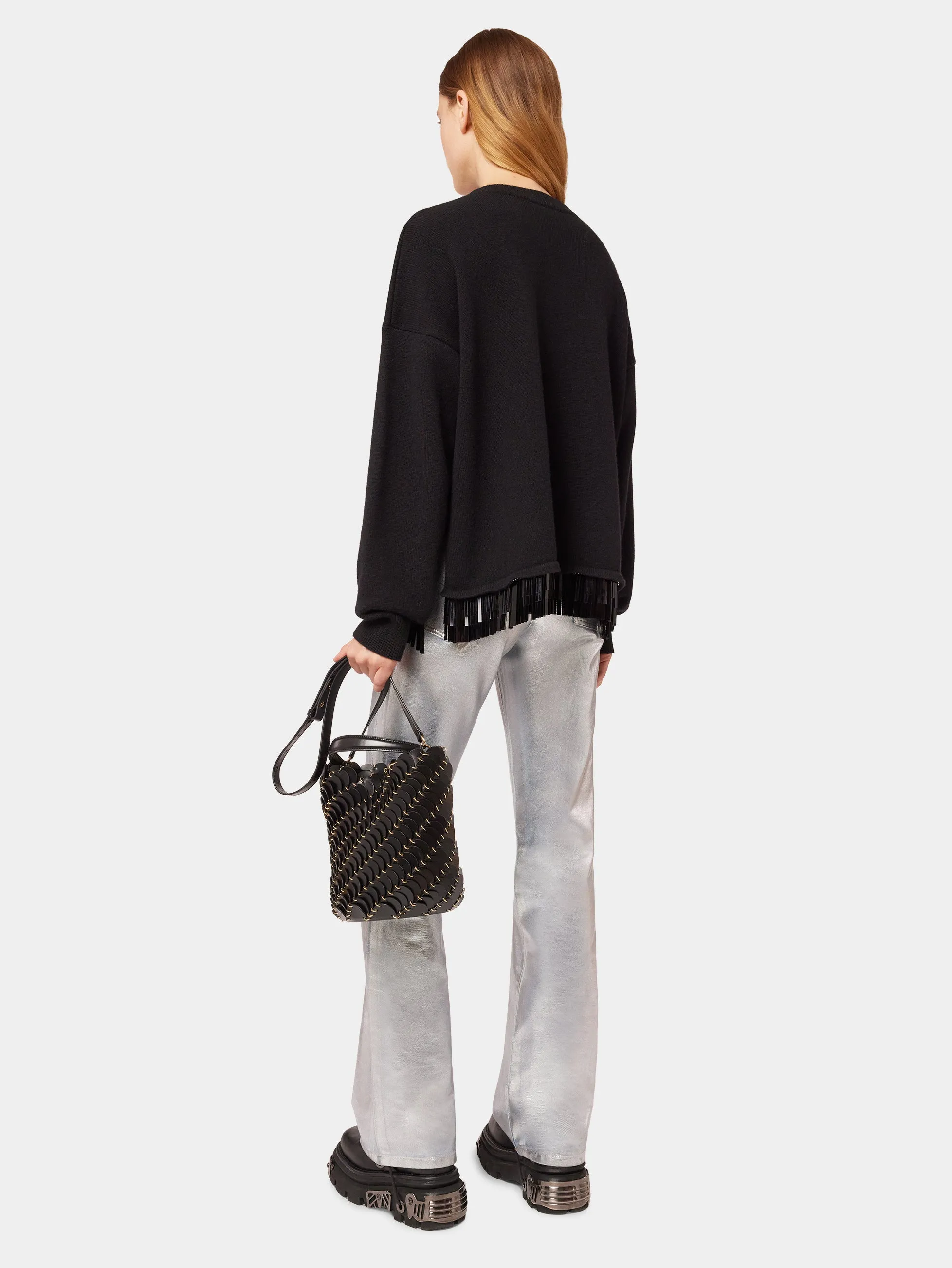 Medium Black bucket Paco bag in leather