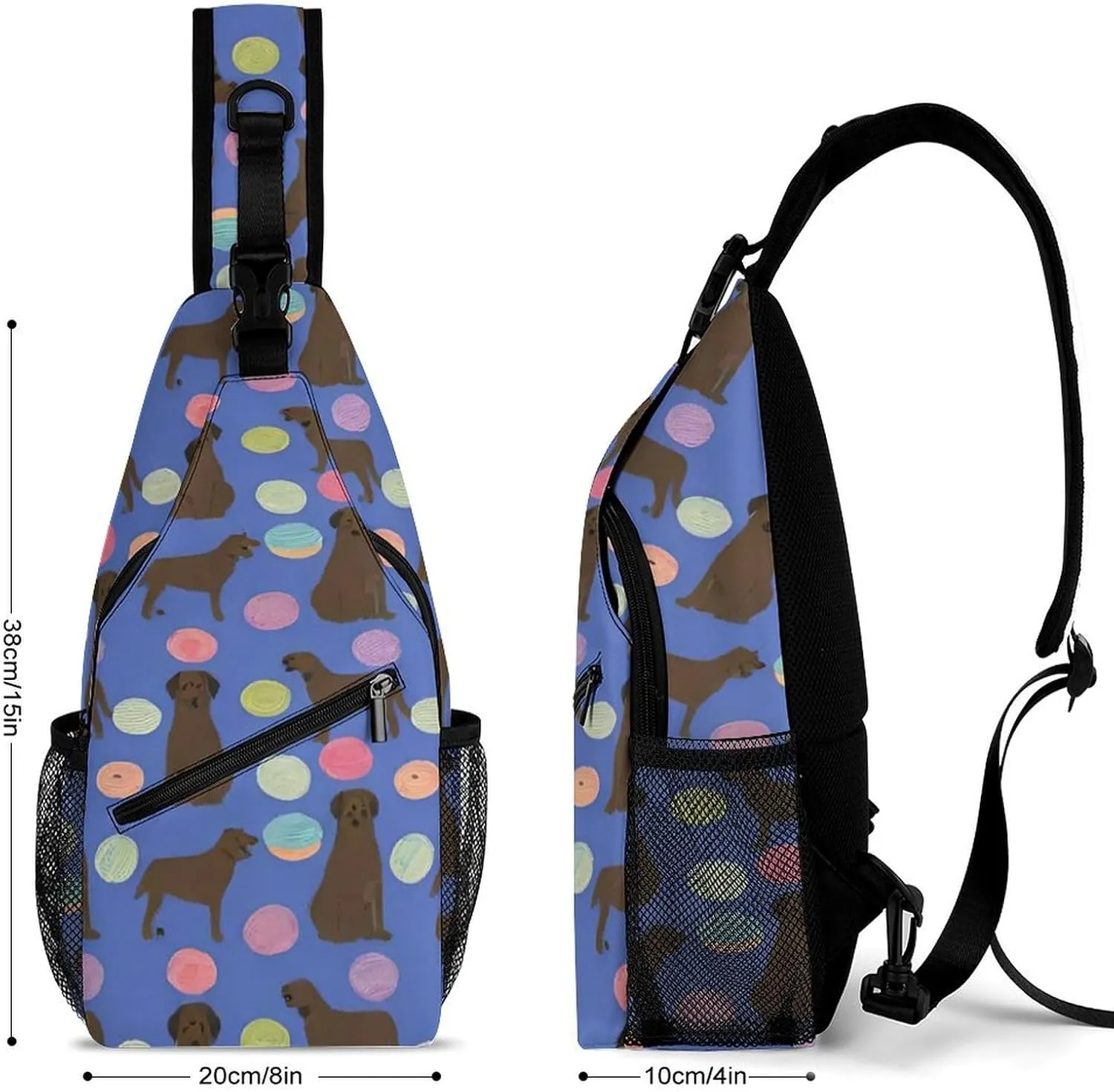 Men & Women Outdoor Sport Daypack Travel Bag, Abrador Retriever Dogs Pet Chocolate Labs Donuts Art Sling Bag Backpack Backpacking for Outdoor Camping Hiking Cycling - Durable Carry On Bag