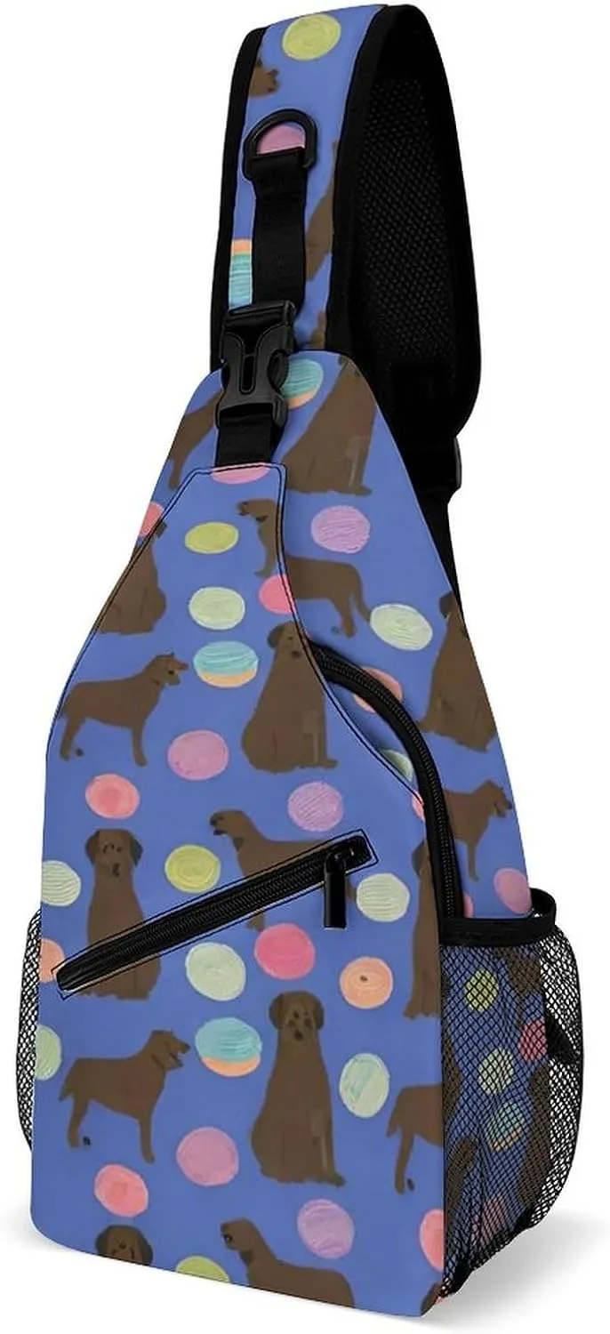 Men & Women Outdoor Sport Daypack Travel Bag, Abrador Retriever Dogs Pet Chocolate Labs Donuts Art Sling Bag Backpack Backpacking for Outdoor Camping Hiking Cycling - Durable Carry On Bag