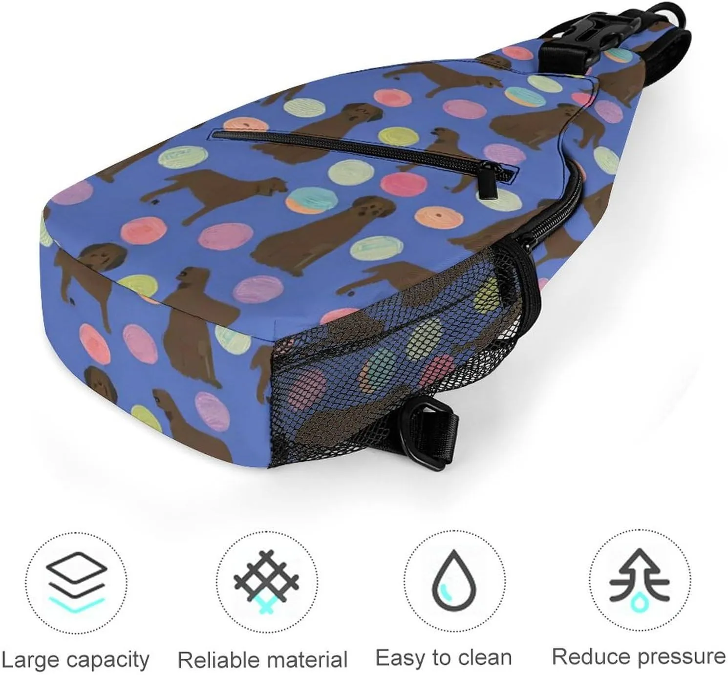 Men & Women Outdoor Sport Daypack Travel Bag, Abrador Retriever Dogs Pet Chocolate Labs Donuts Art Sling Bag Backpack Backpacking for Outdoor Camping Hiking Cycling - Durable Carry On Bag