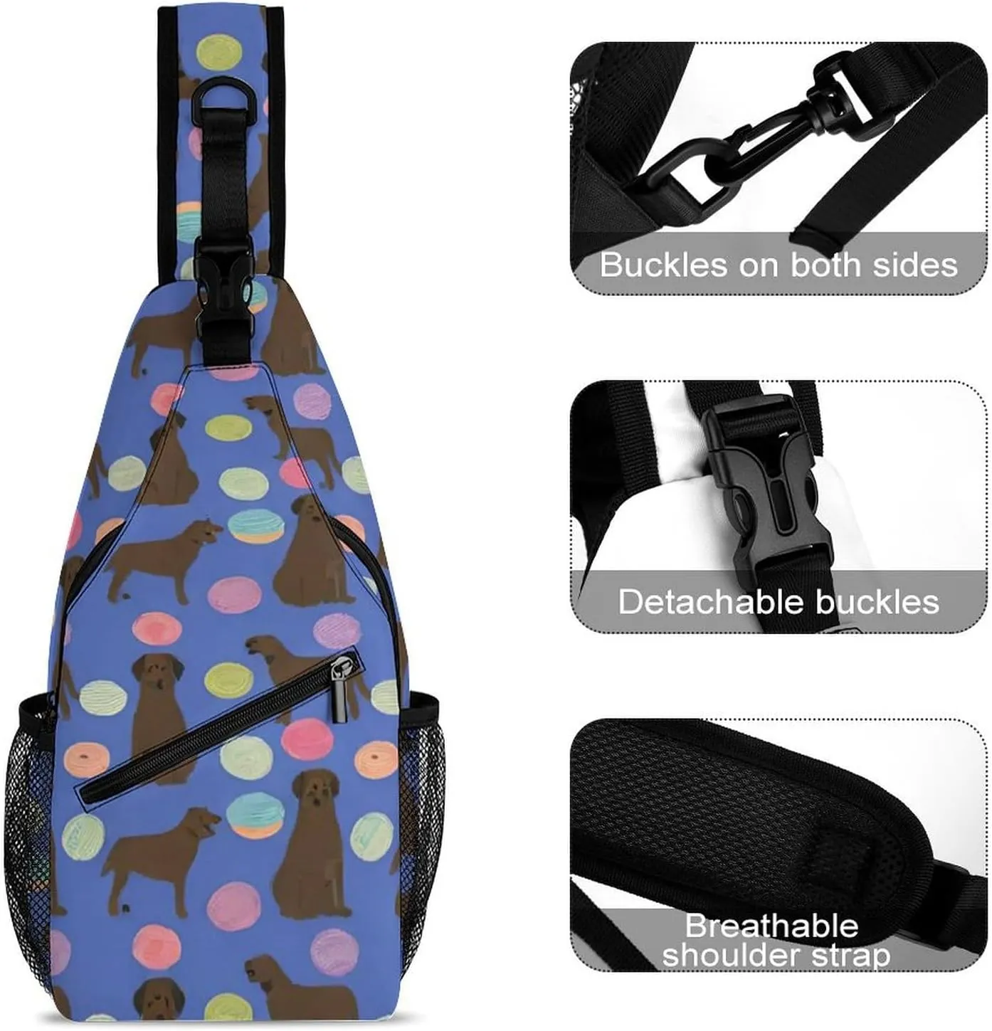 Men & Women Outdoor Sport Daypack Travel Bag, Abrador Retriever Dogs Pet Chocolate Labs Donuts Art Sling Bag Backpack Backpacking for Outdoor Camping Hiking Cycling - Durable Carry On Bag