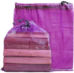 Mesh Firewood Bags 22"×24" 150 Per Pack Crawfish Sacks, Firewood Bags for Selling, Onion Bag Storage Potato Sacks Mesh Wood Bag Bulk (Pack of 150)