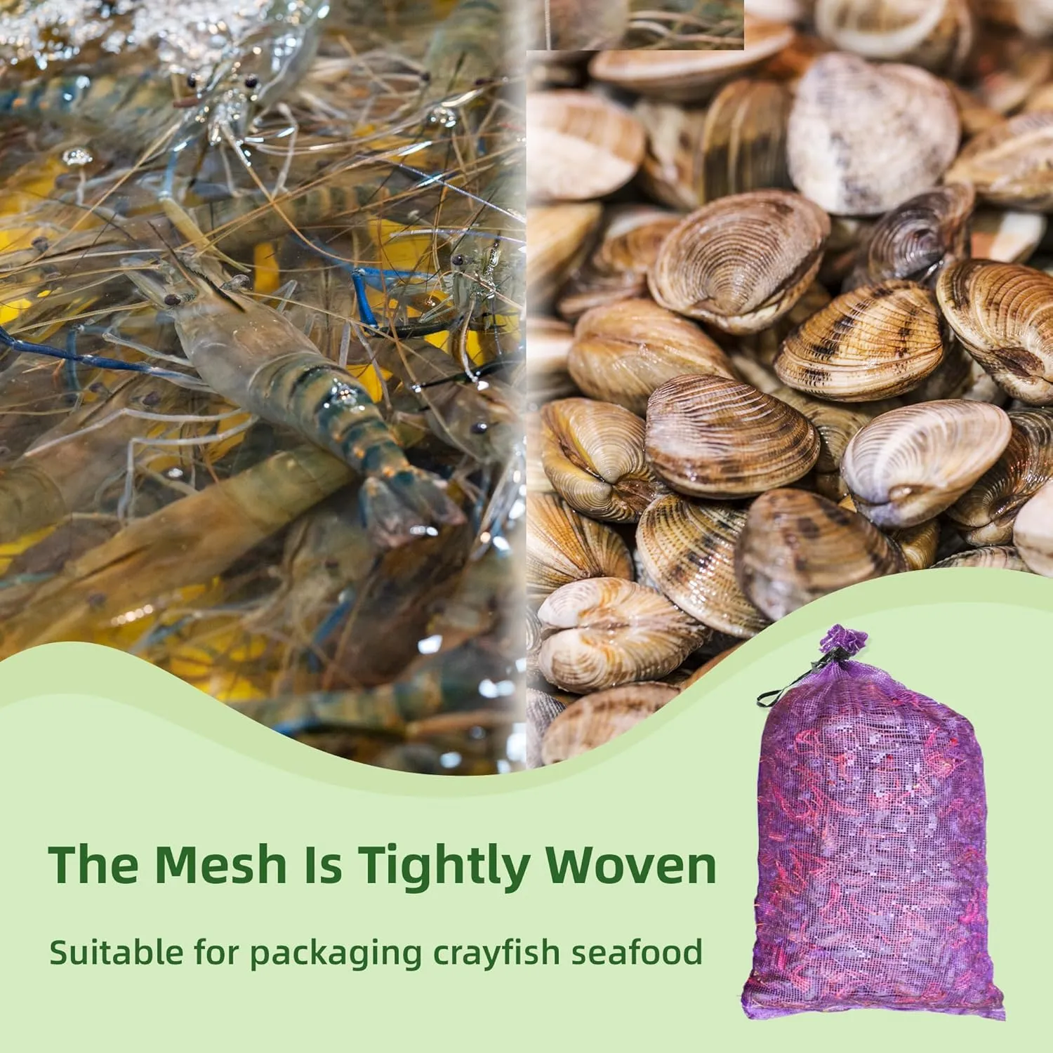 Mesh Firewood Bags 22"×24" 150 Per Pack Crawfish Sacks, Firewood Bags for Selling, Onion Bag Storage Potato Sacks Mesh Wood Bag Bulk (Pack of 150)