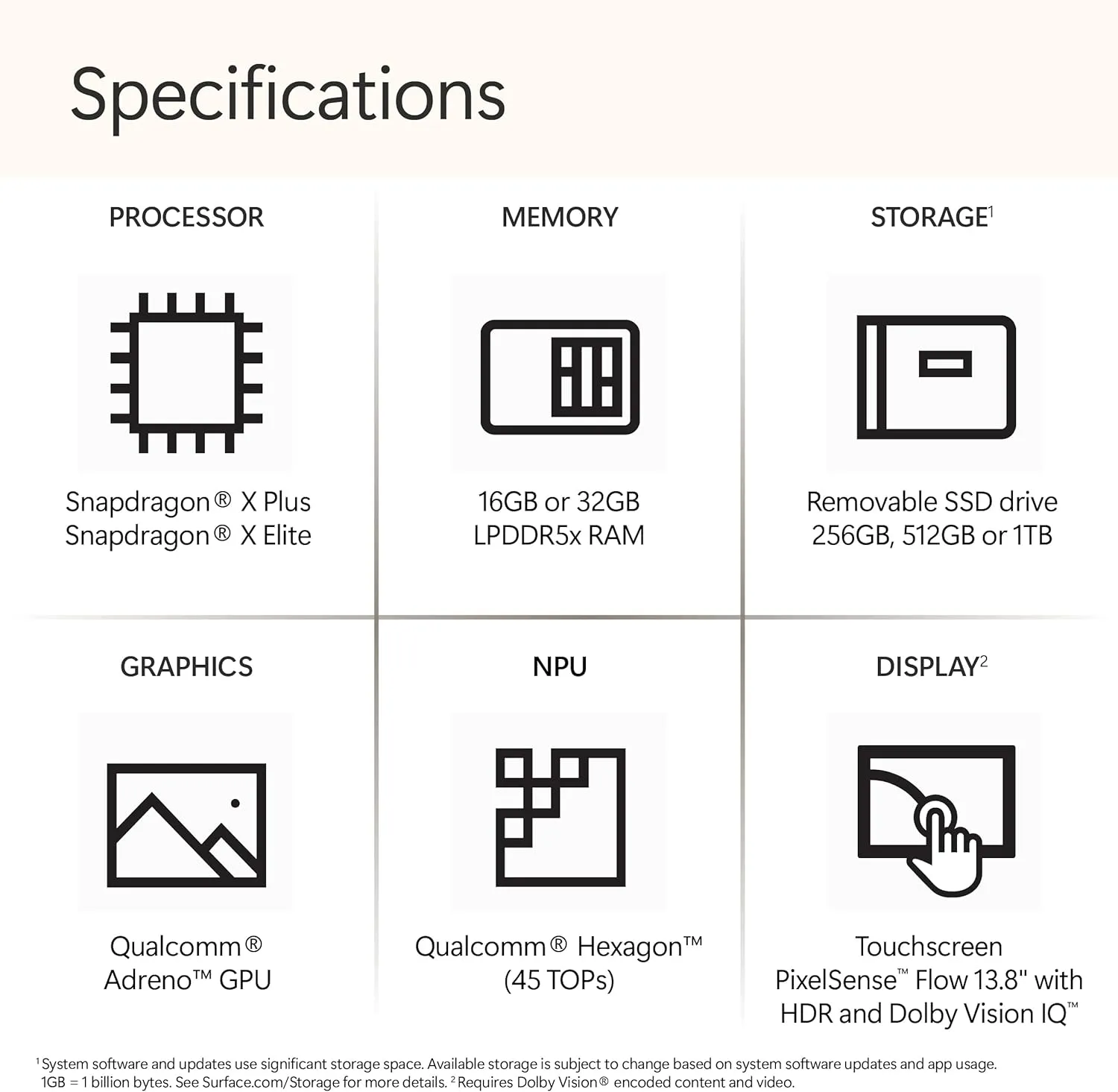 Microsoft Surface Laptop (2024), Windows 11 Copilot  PC, 13.8" Touchscreen Display, Snapdragon X Elite (12 core), 16GB RAM, 512GB SSD Storage, Platinum