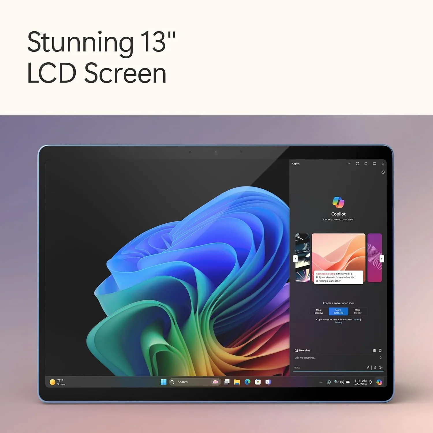 Microsoft Surface Pro 2-in-1 Laptop/Tablet (2024), Windows 11 Copilot  PC, 13" Touchscreen Display, Snapdragon X Plus (10 Core), 16GB RAM, 512GB Storage, Sapphire